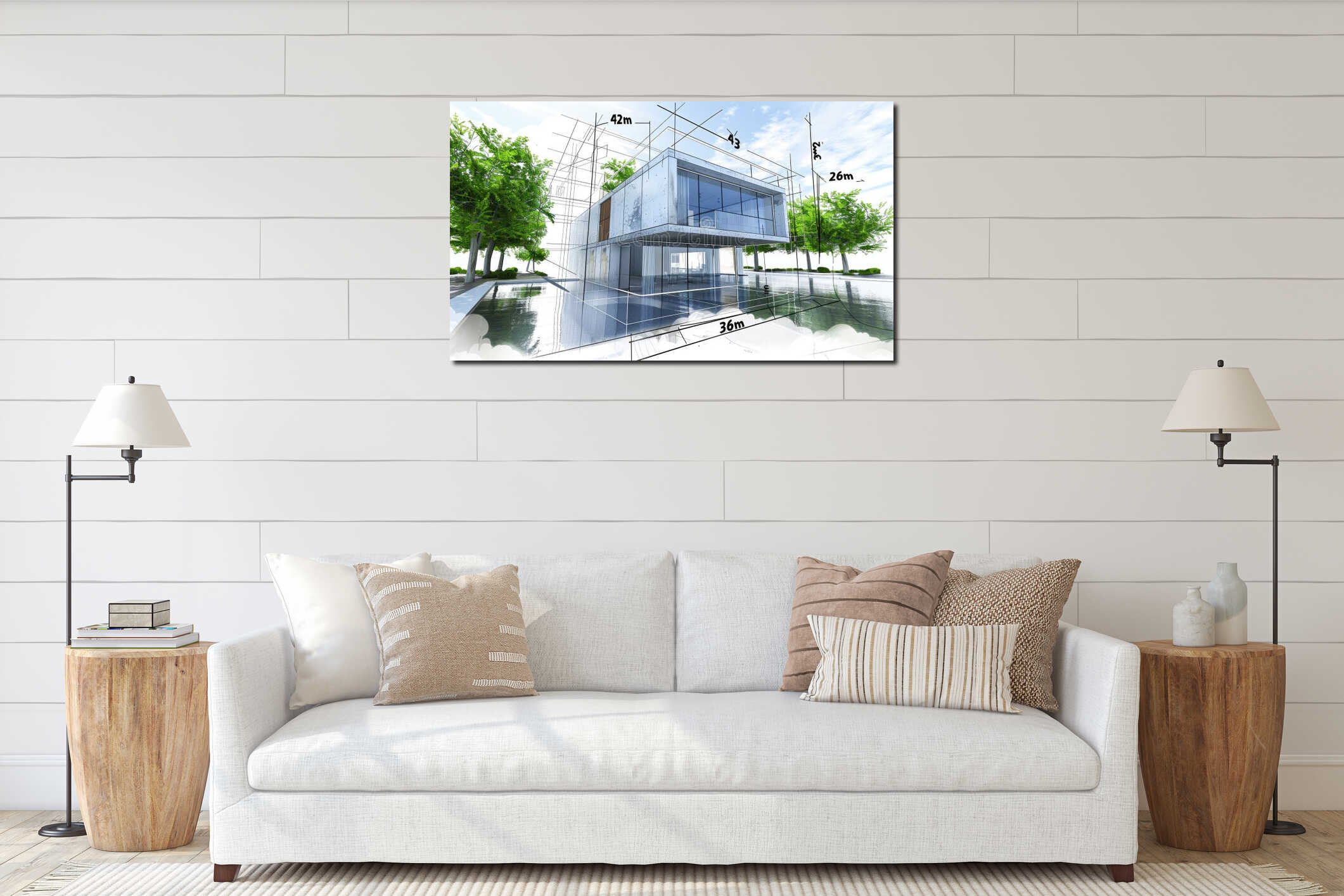 Canvas hanging interior mockup
