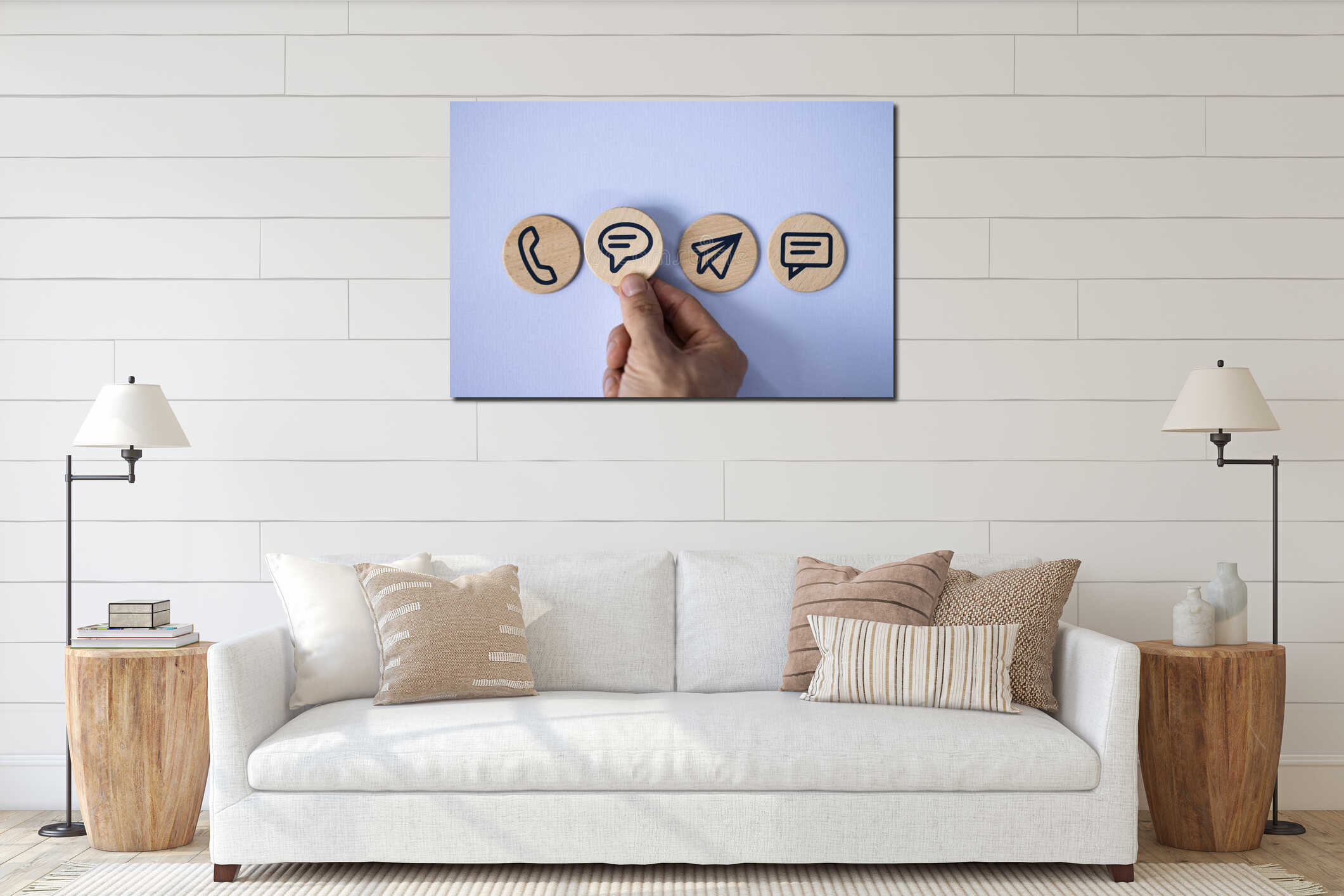Canvas hanging interior mockup