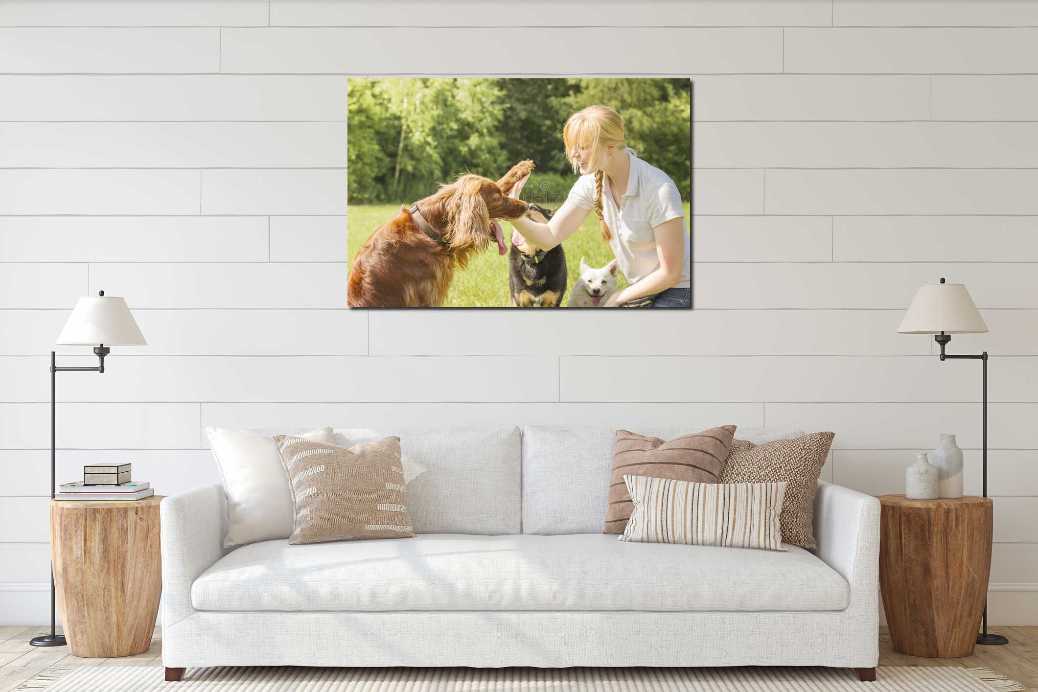 Canvas hanging interior mockup