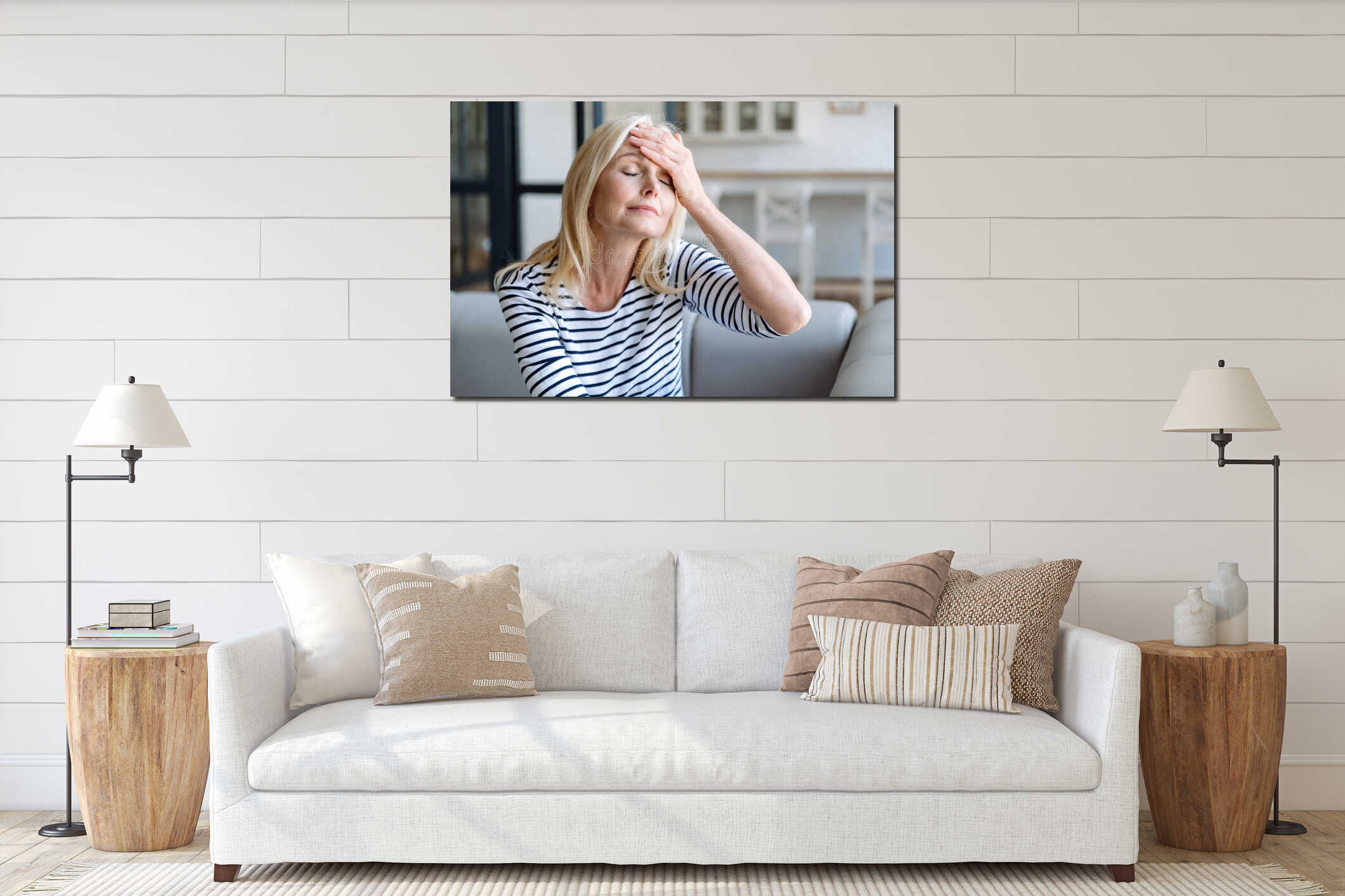 Canvas hanging interior mockup