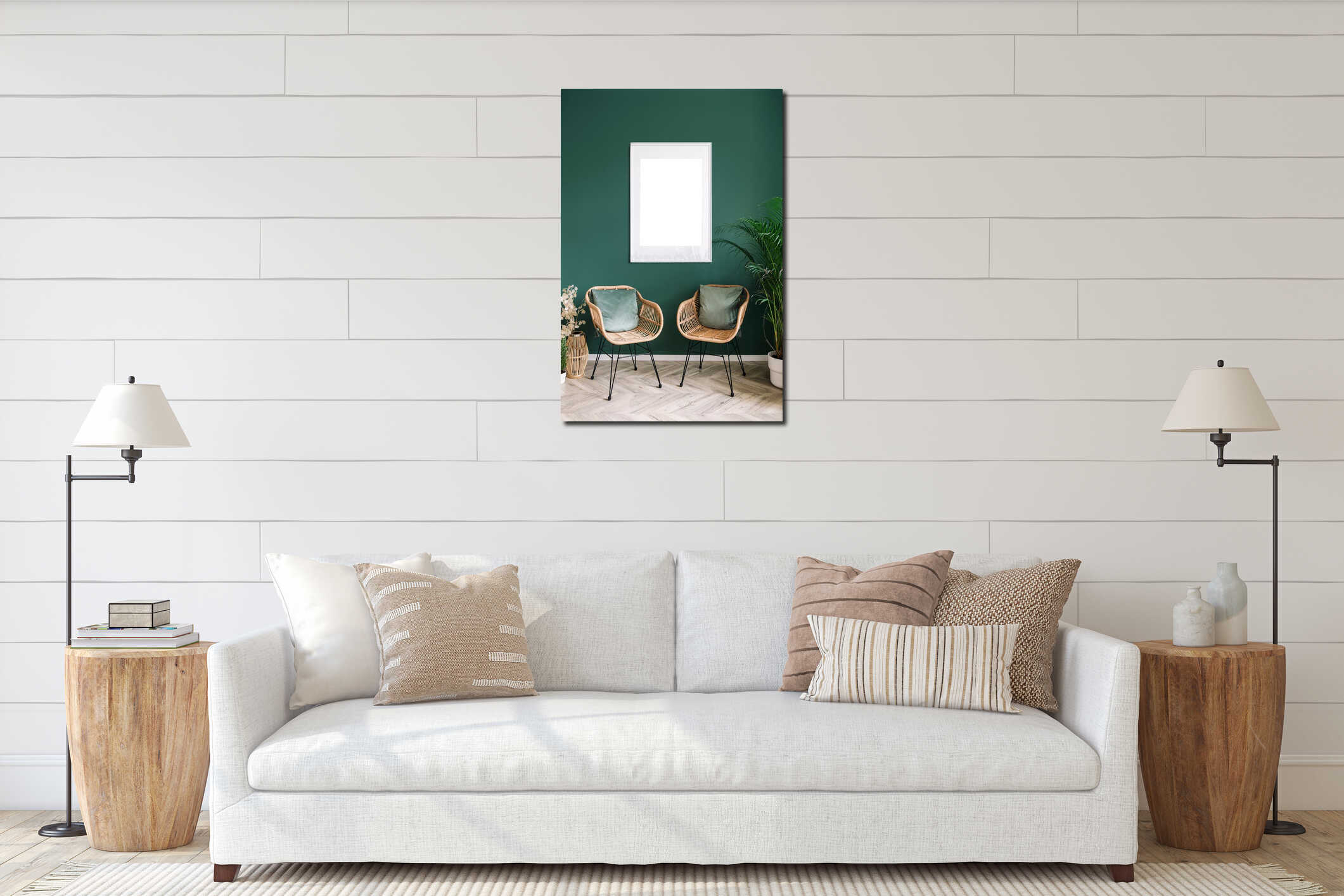 Canvas hanging interior mockup
