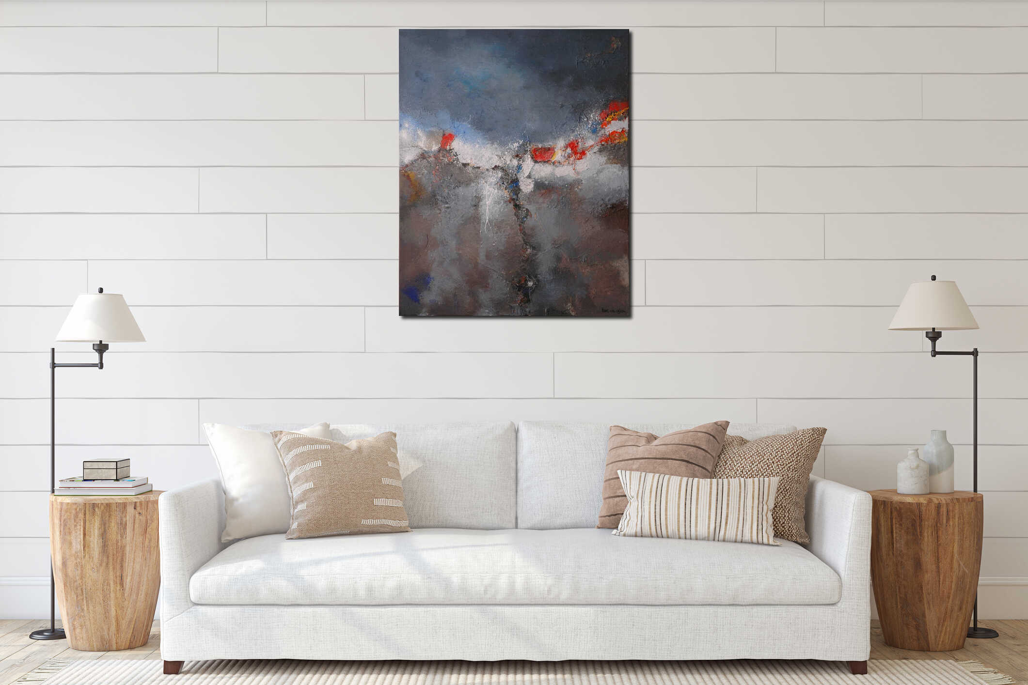 Canvas hanging interior mockup