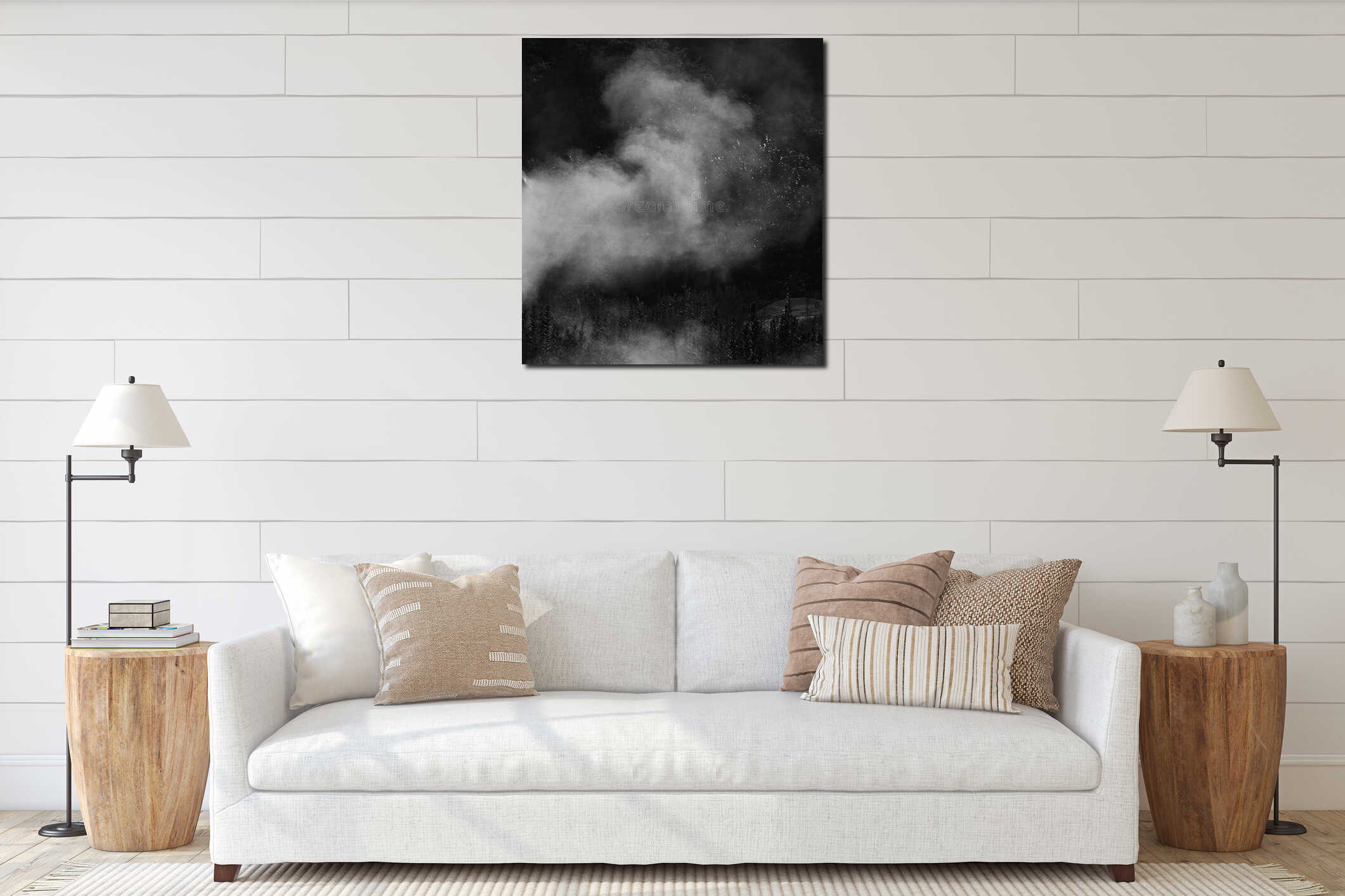 Canvas hanging interior mockup