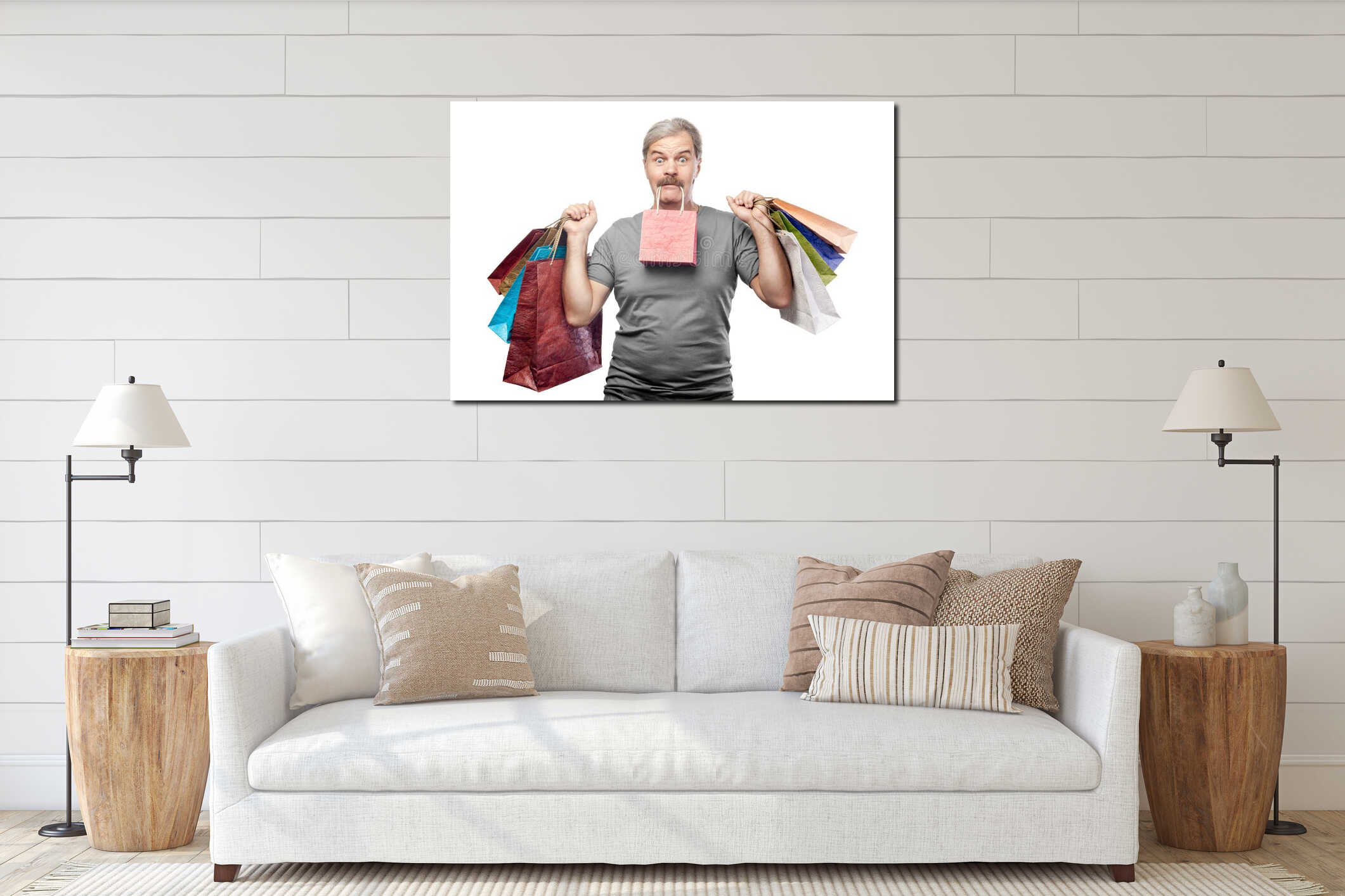 Canvas hanging interior mockup