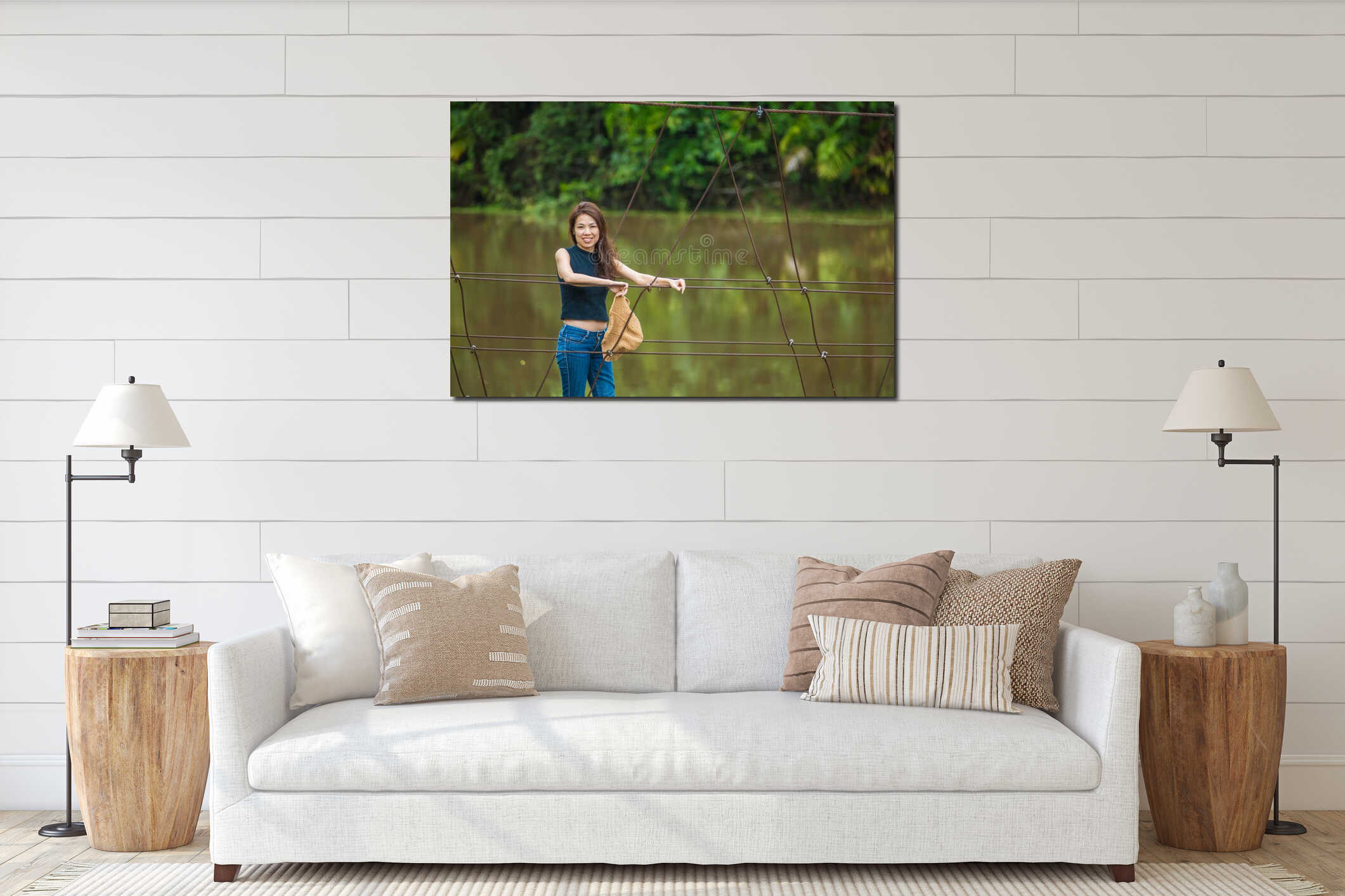 Canvas hanging interior mockup