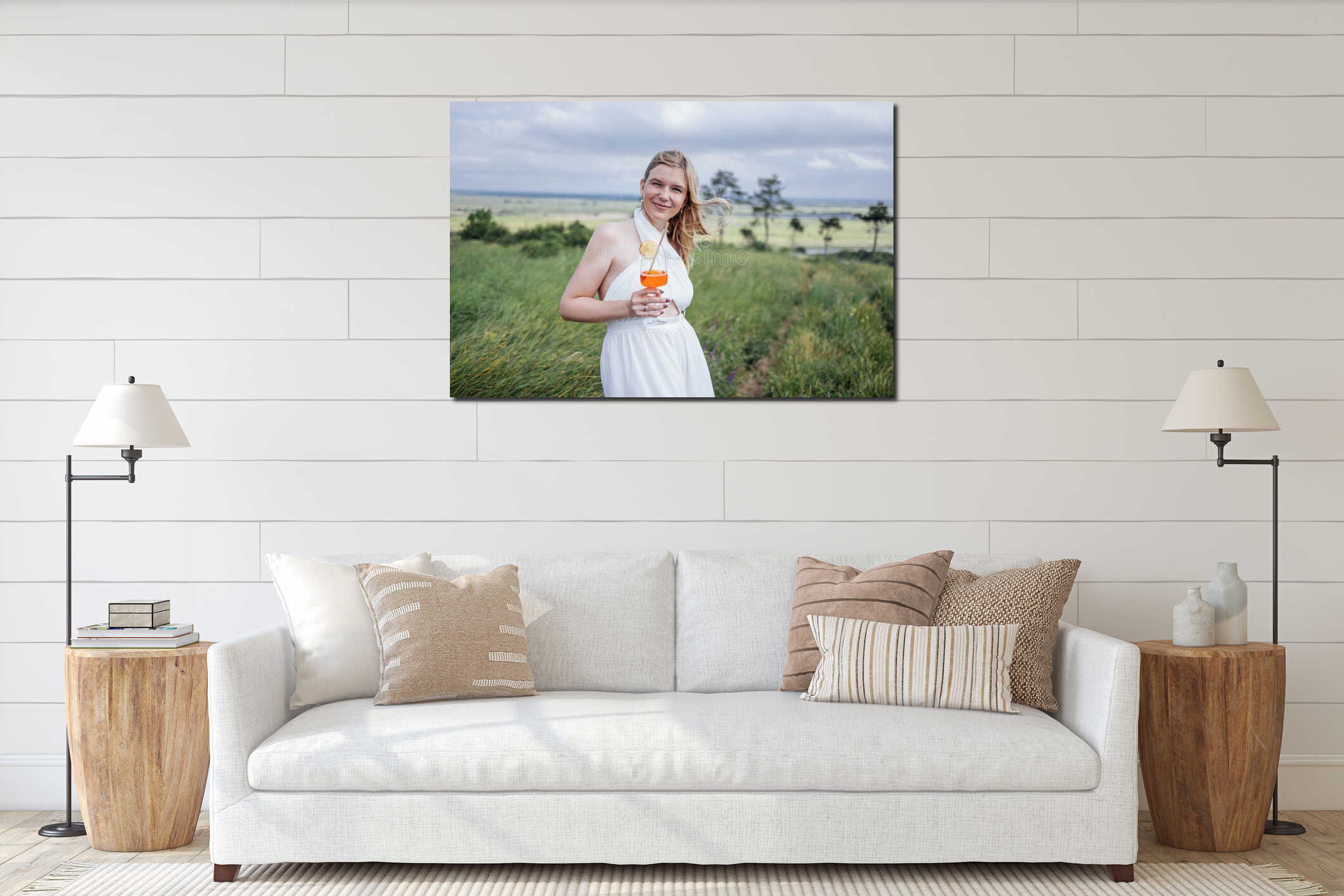 Canvas hanging interior mockup