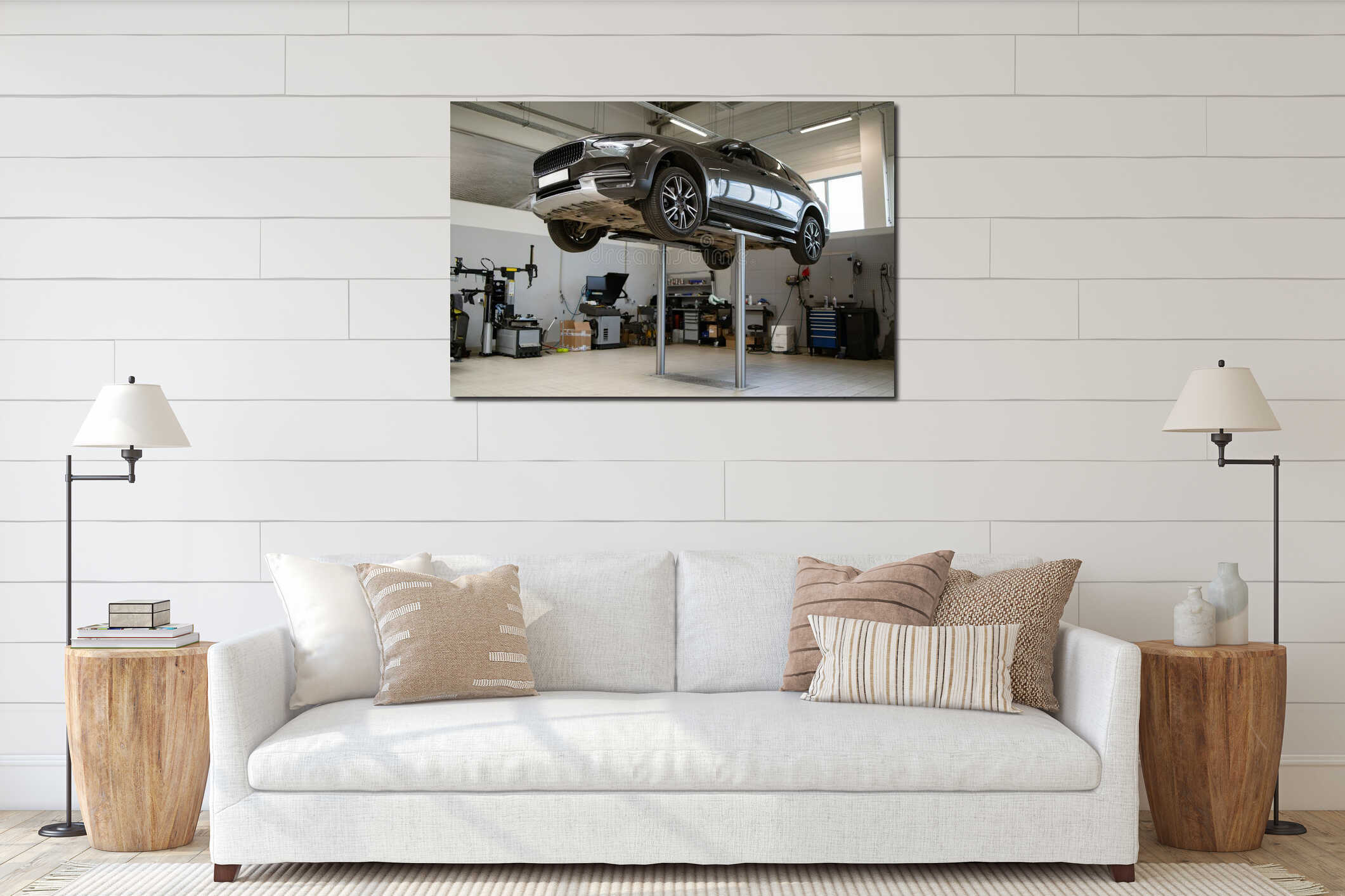 Canvas hanging interior mockup
