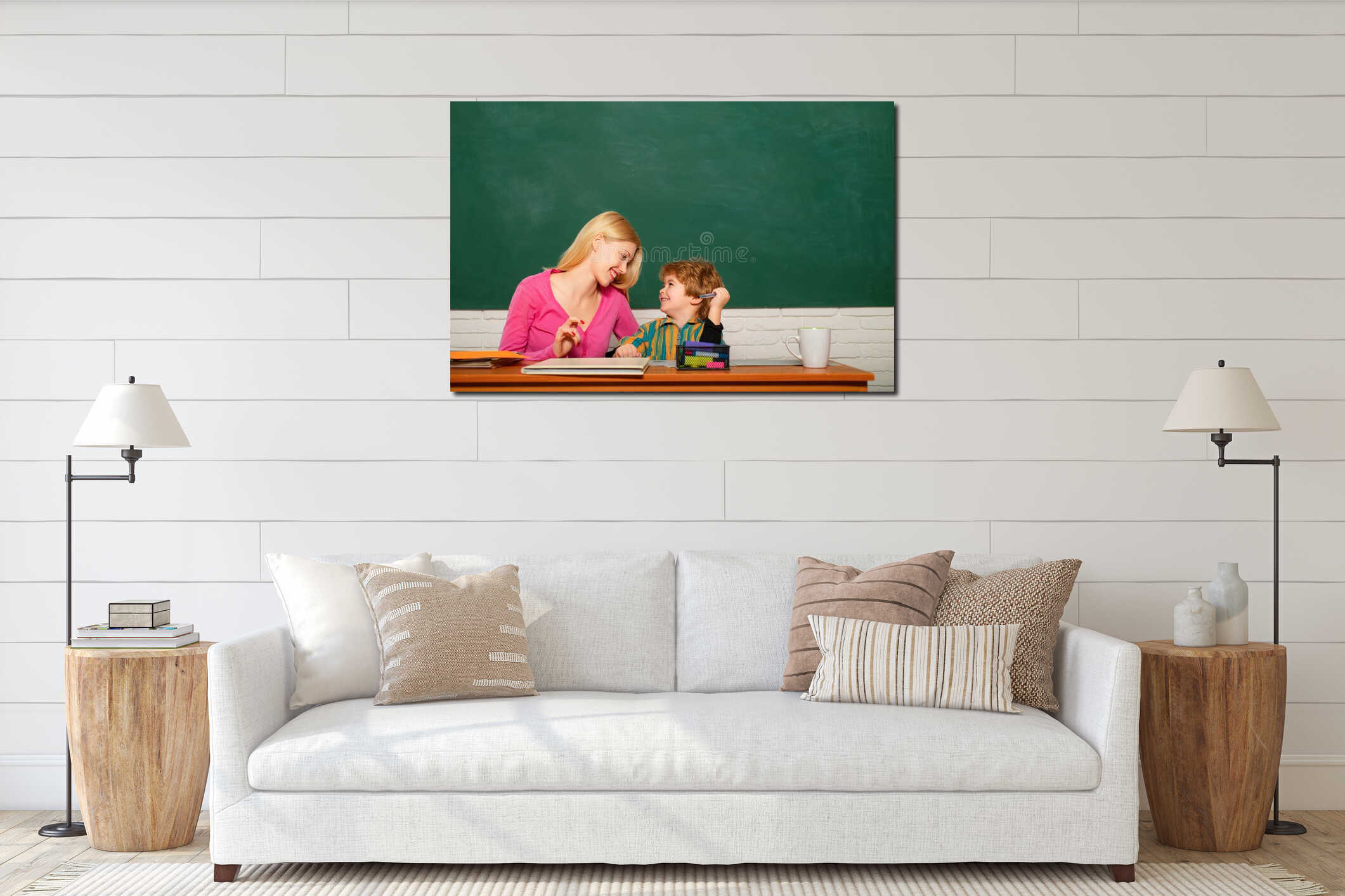 Canvas hanging interior mockup