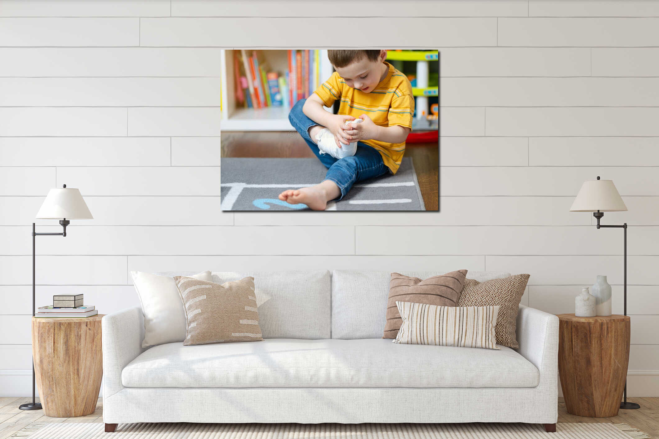 Canvas hanging interior mockup