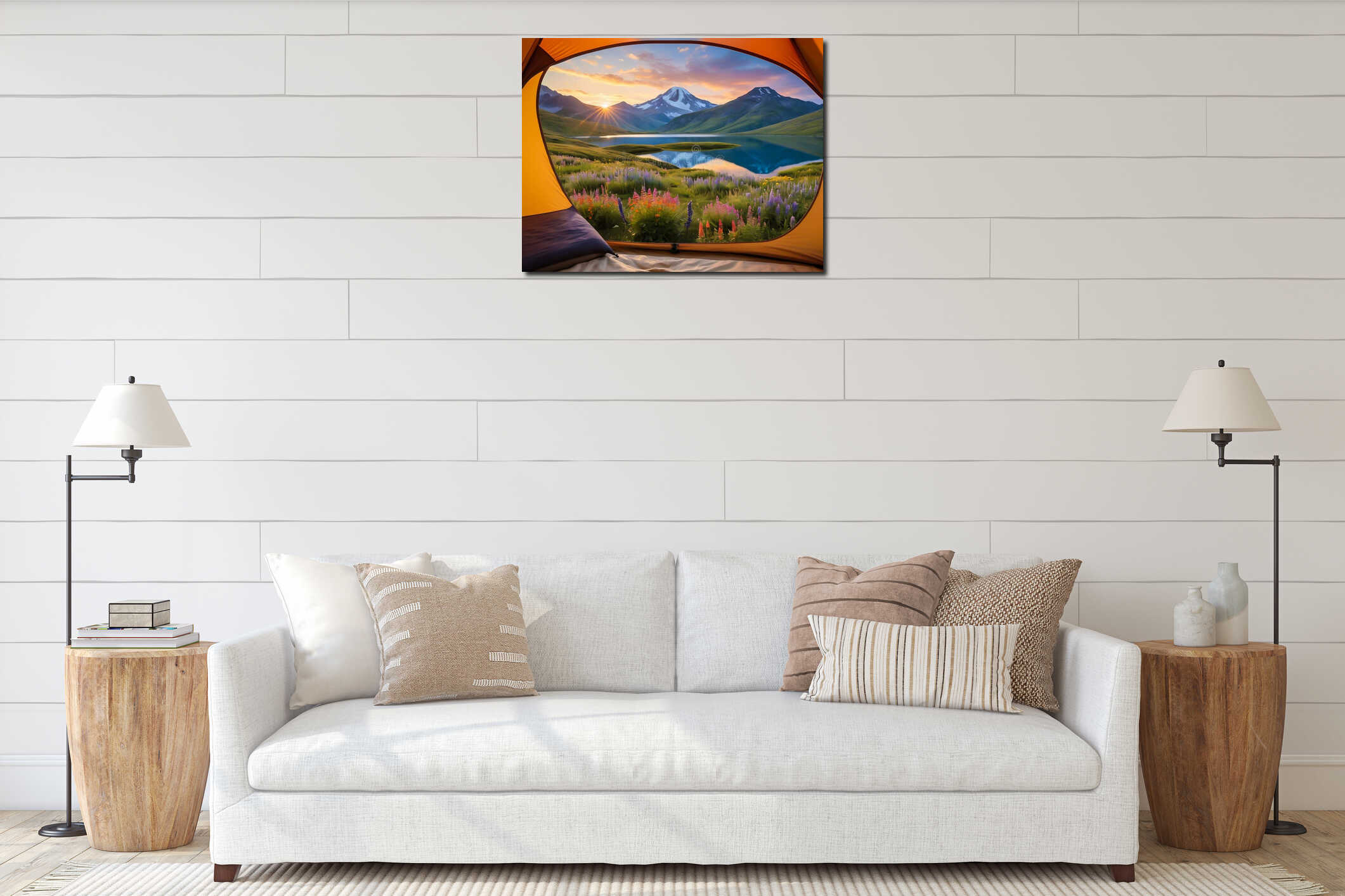 Canvas hanging interior mockup