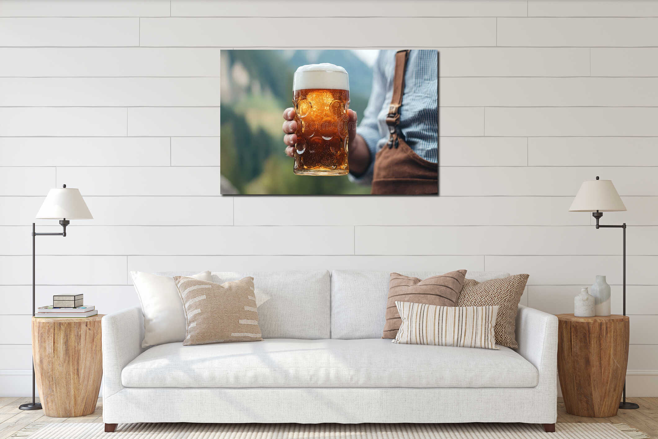 Canvas hanging interior mockup