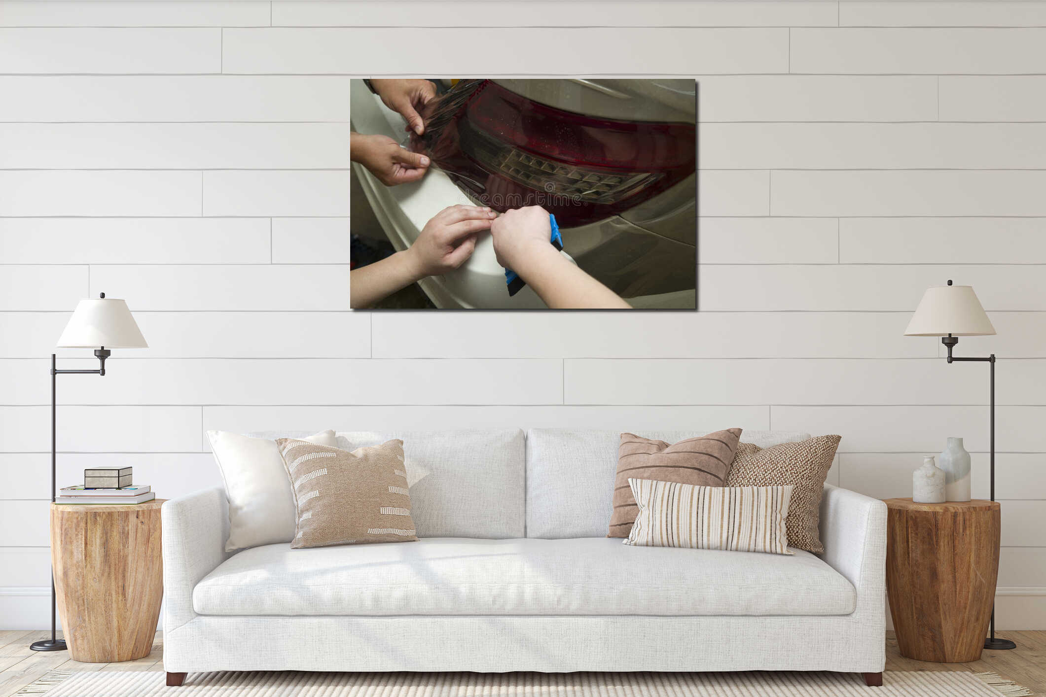 Canvas hanging interior mockup
