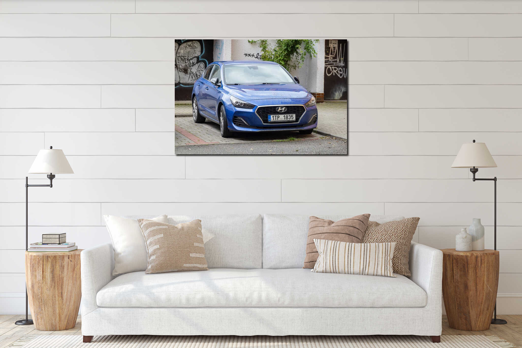 Canvas hanging interior mockup
