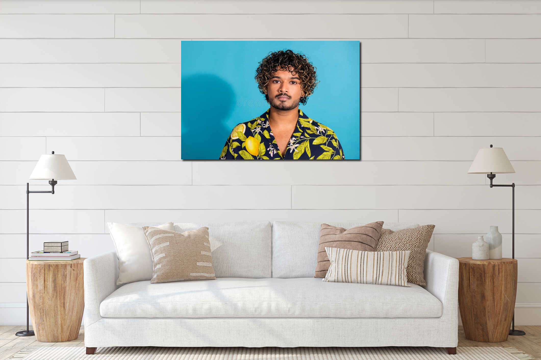 Canvas hanging interior mockup