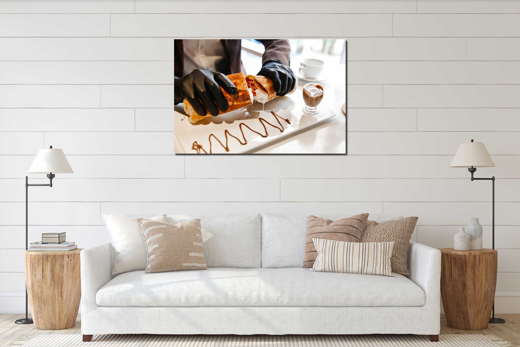Canvas hanging interior mockup