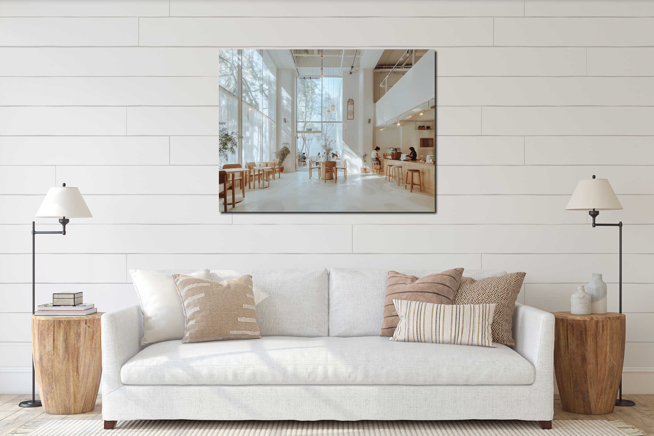 Canvas hanging interior mockup