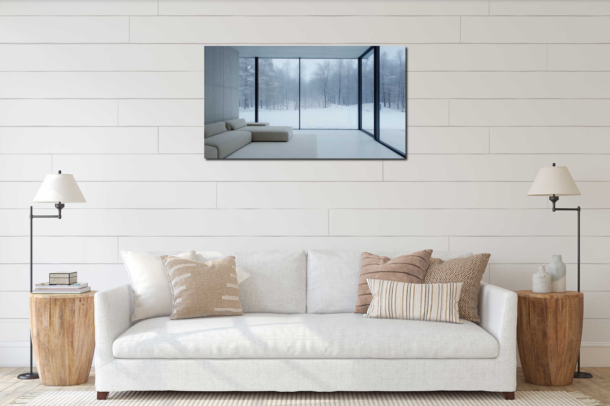 Canvas hanging interior mockup