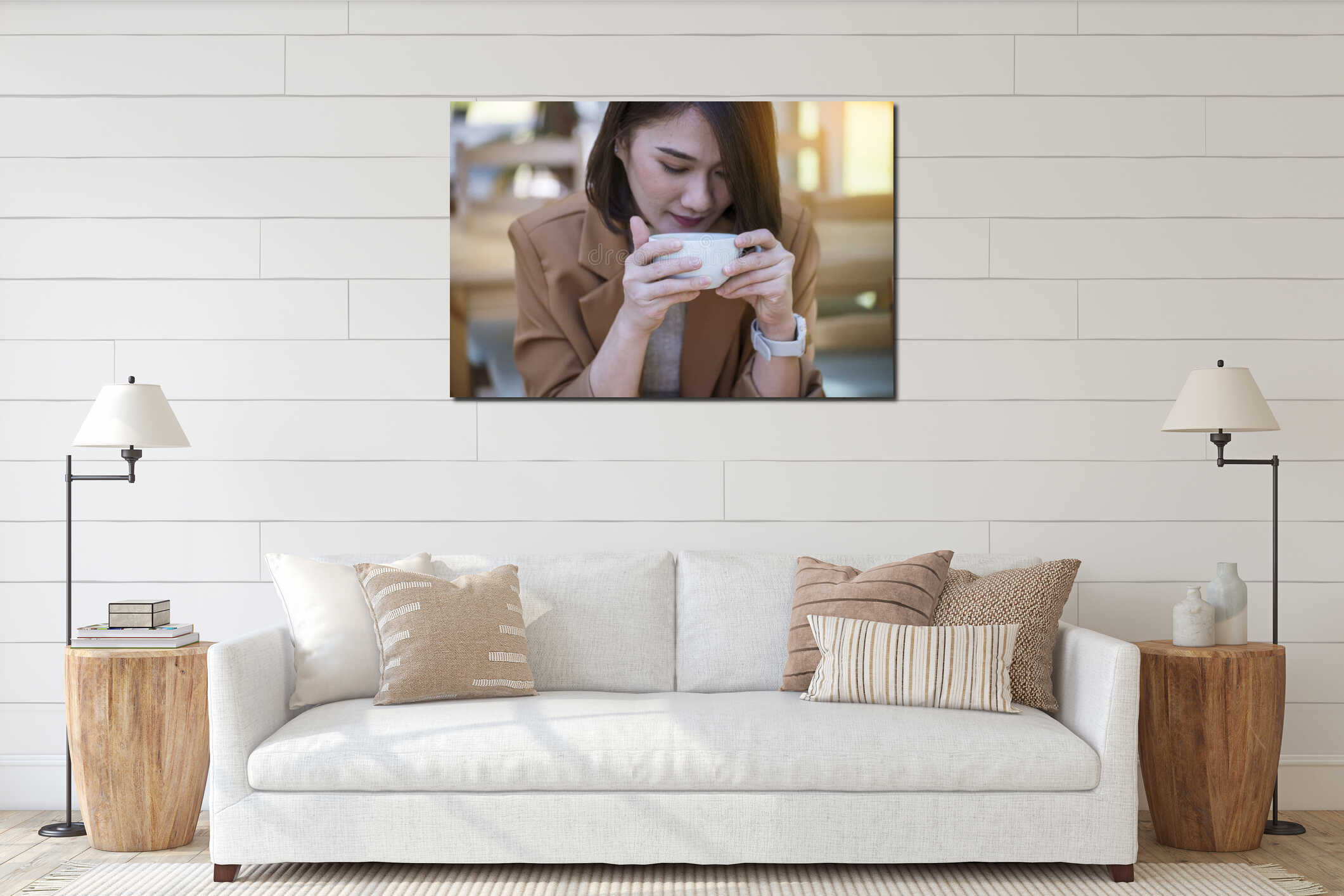 Canvas hanging interior mockup