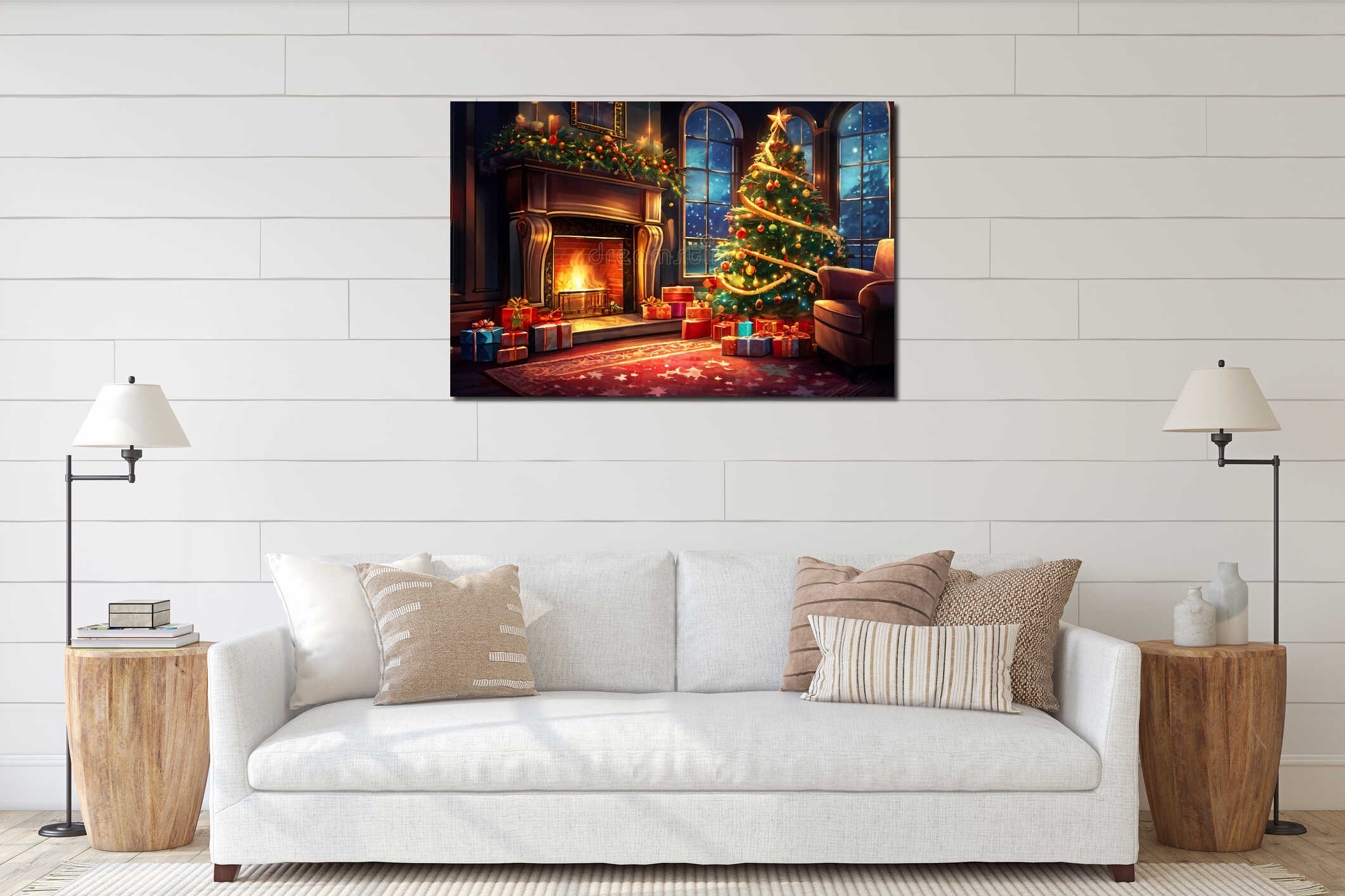 Canvas hanging interior mockup