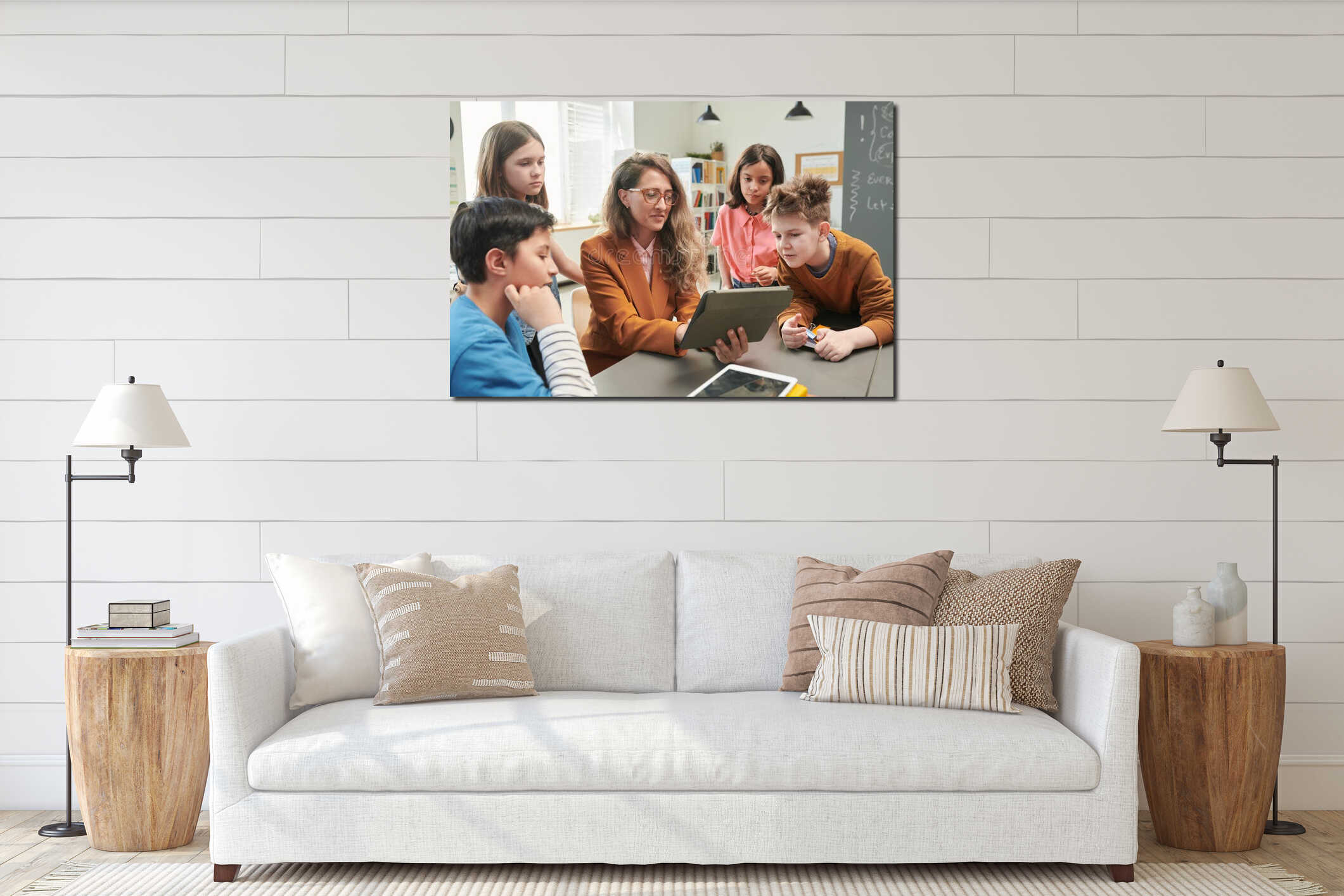 Canvas hanging interior mockup