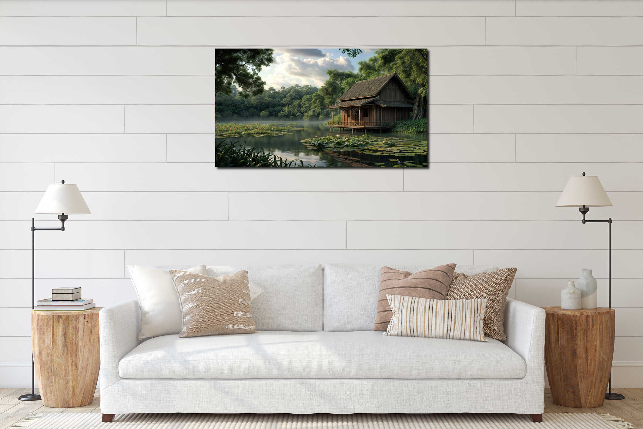 Canvas hanging interior mockup