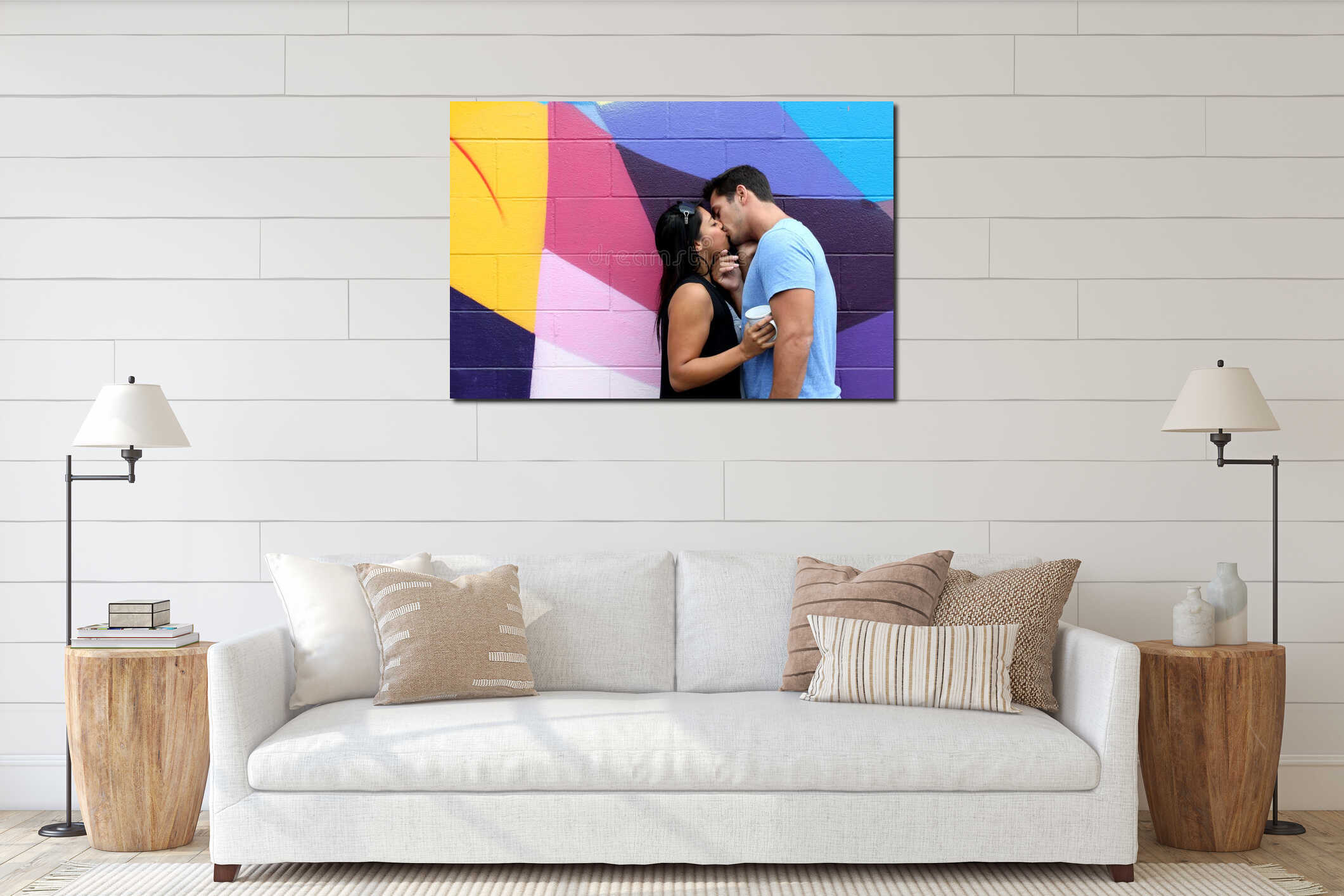 Canvas hanging interior mockup