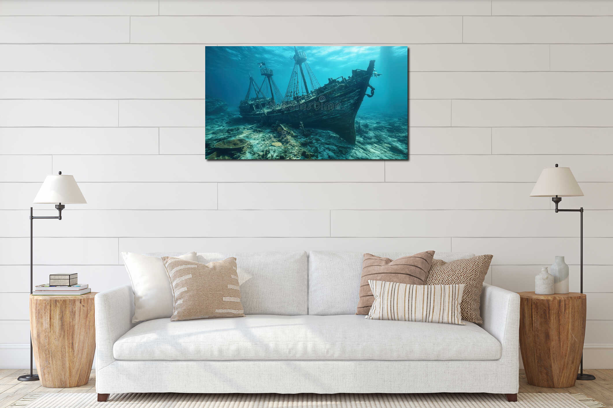 Canvas hanging interior mockup