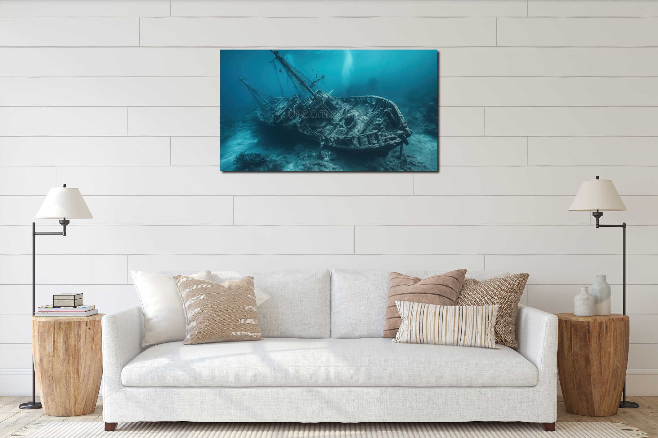 Canvas hanging interior mockup