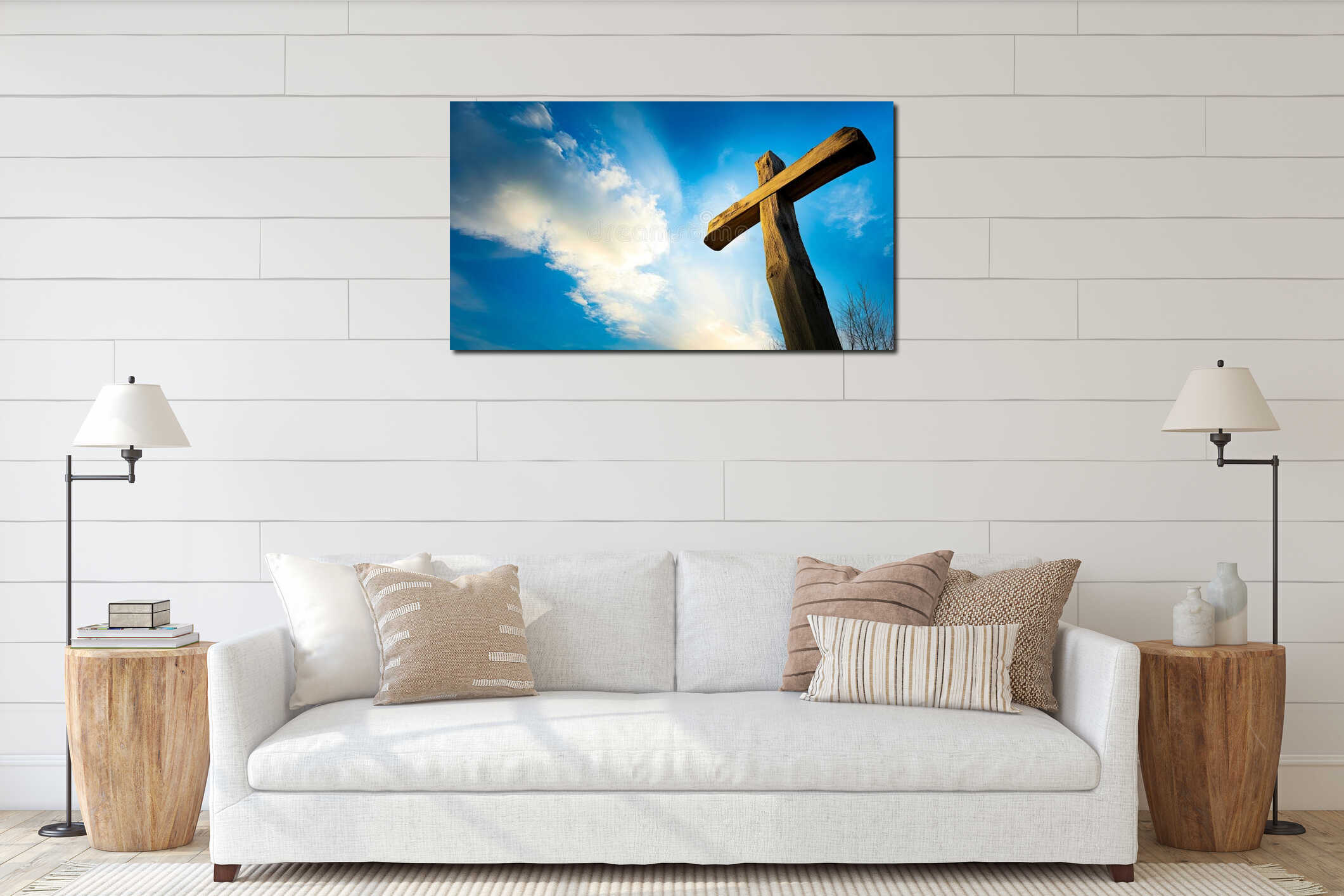 Canvas hanging interior mockup