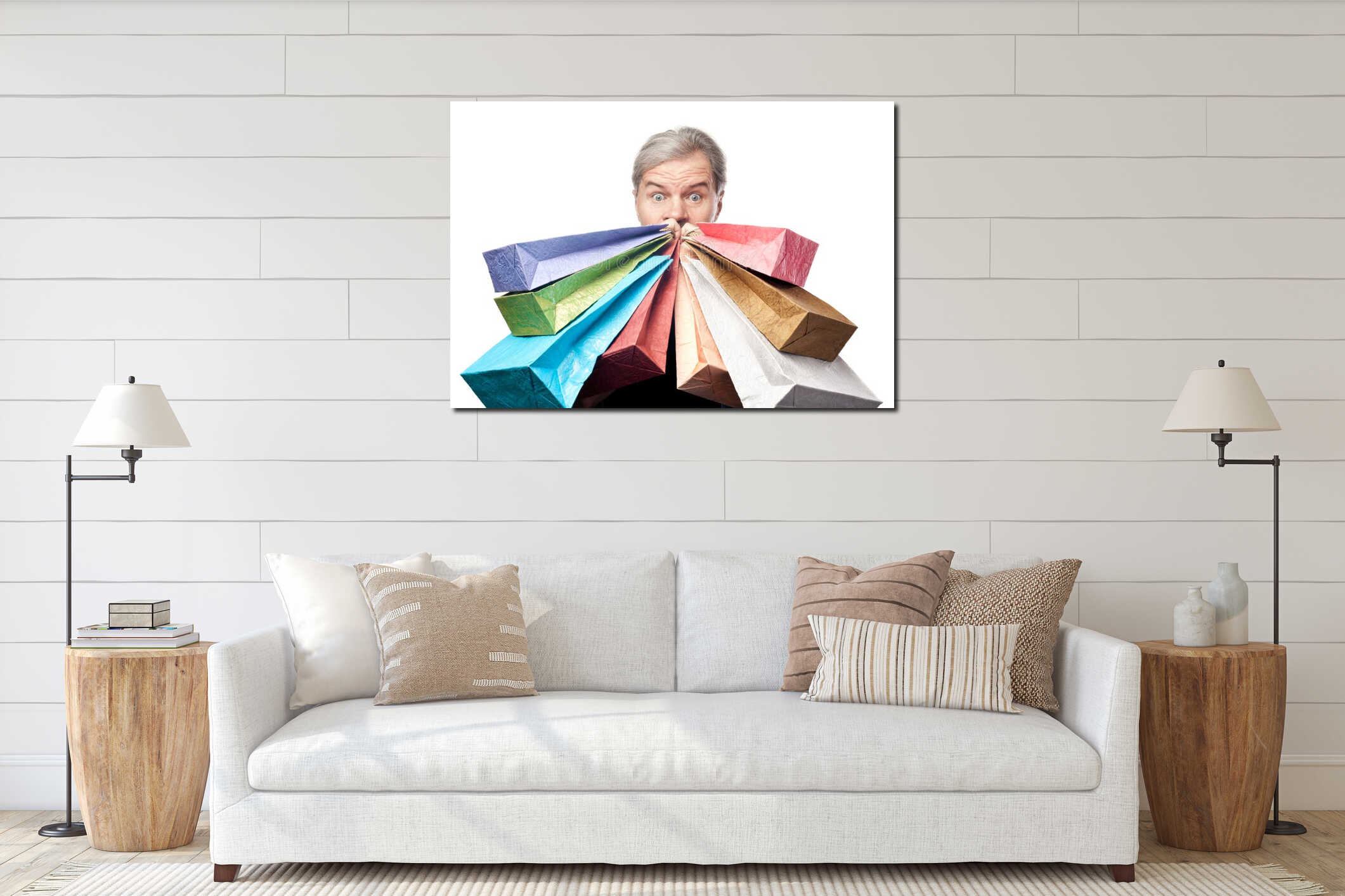 Canvas hanging interior mockup
