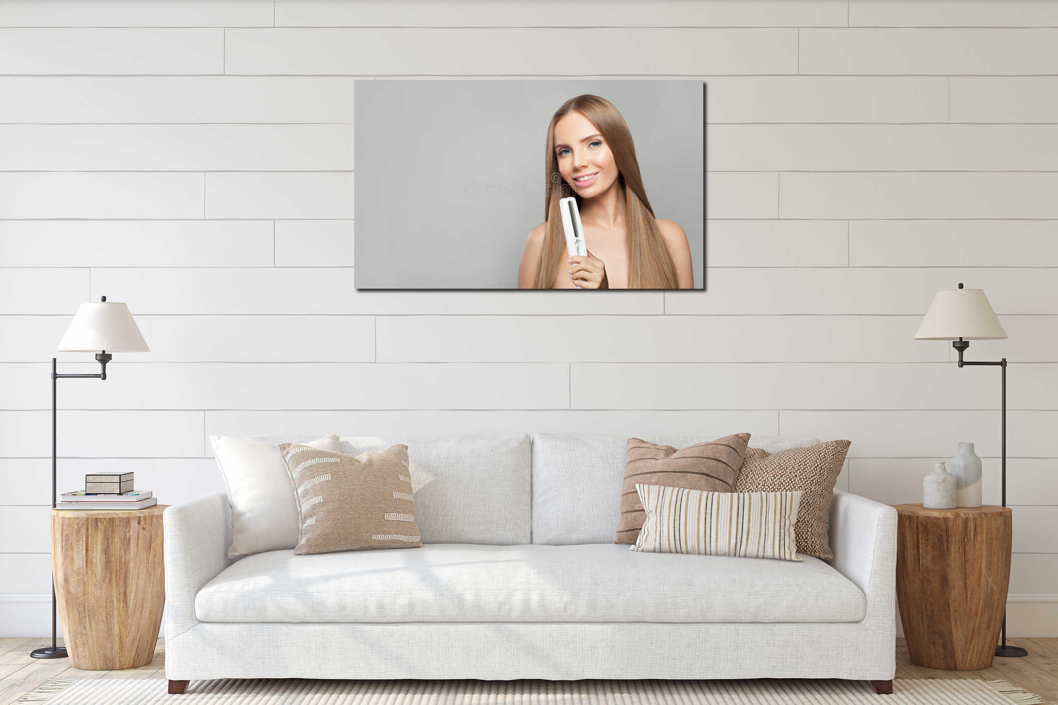 Canvas hanging interior mockup