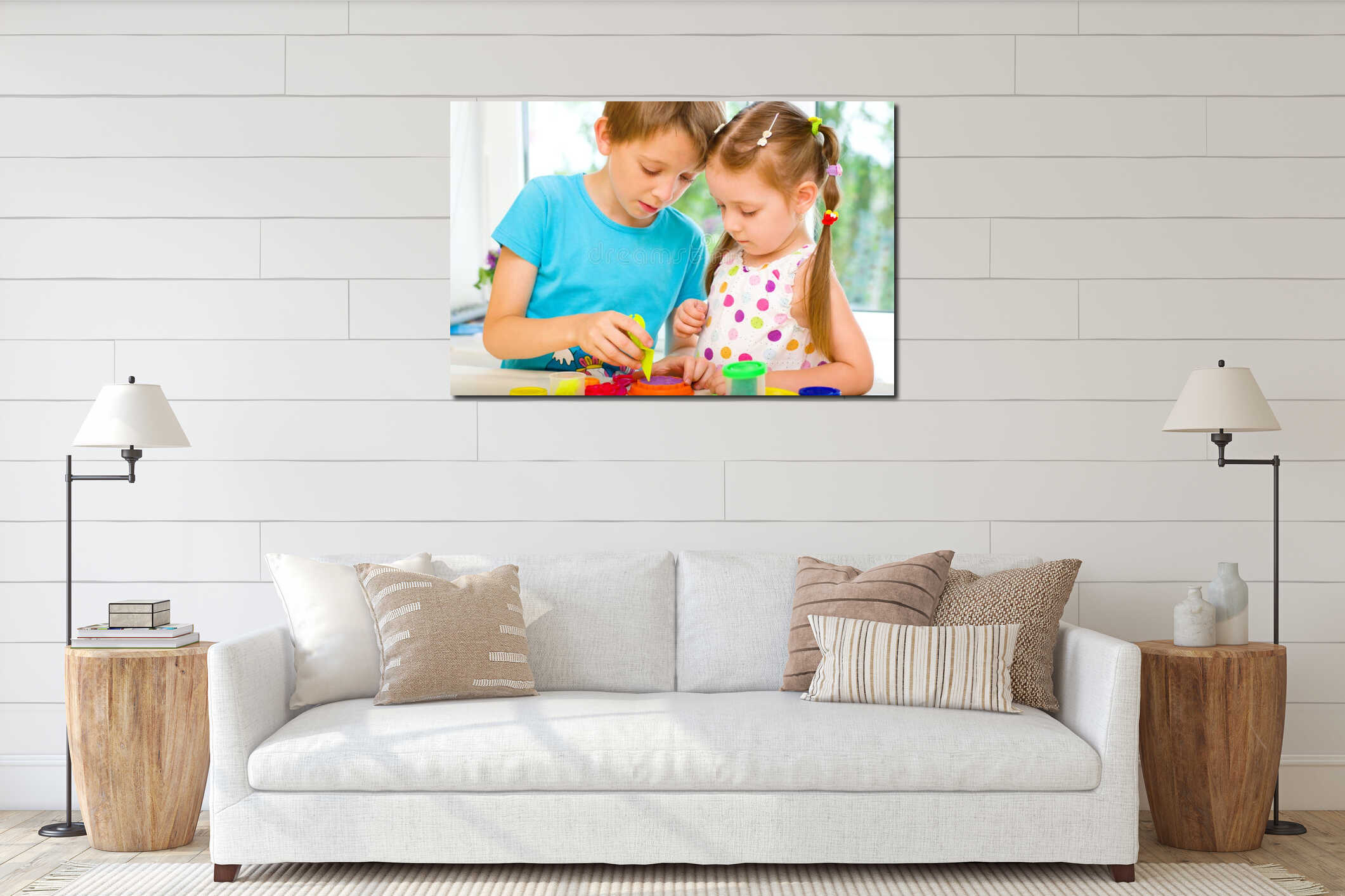 Canvas hanging interior mockup