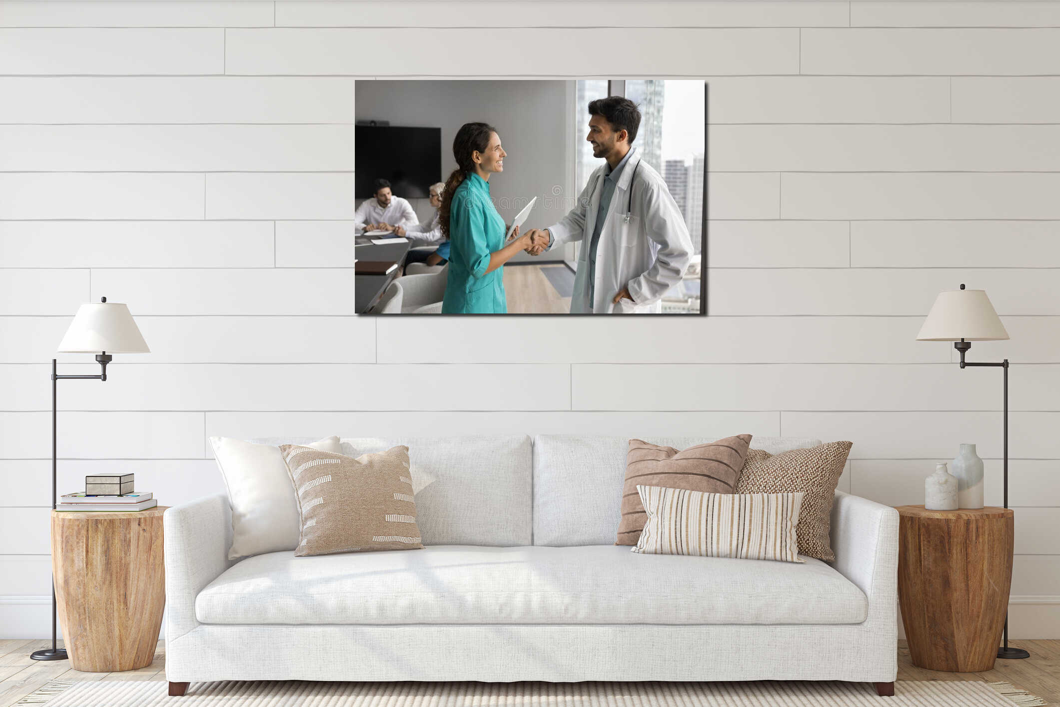 Canvas hanging interior mockup