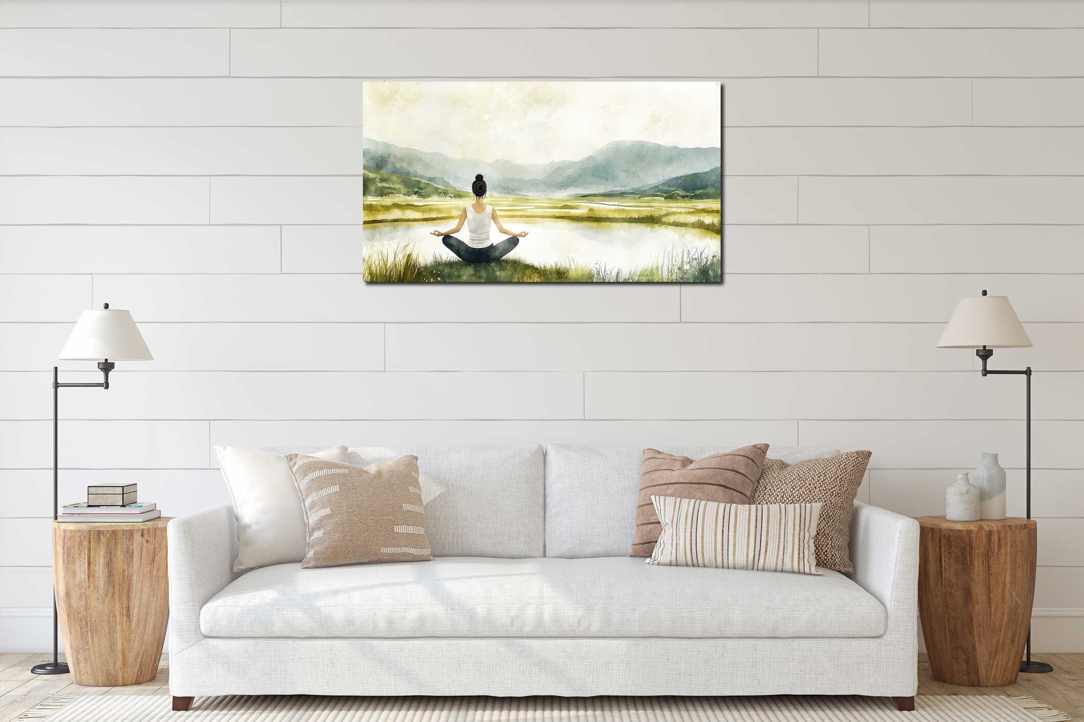 Canvas hanging interior mockup