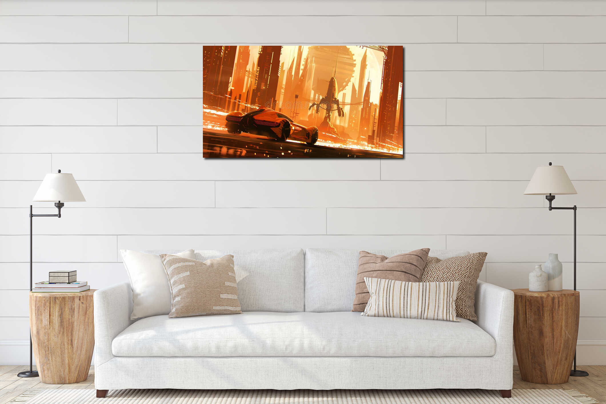 Canvas hanging interior mockup