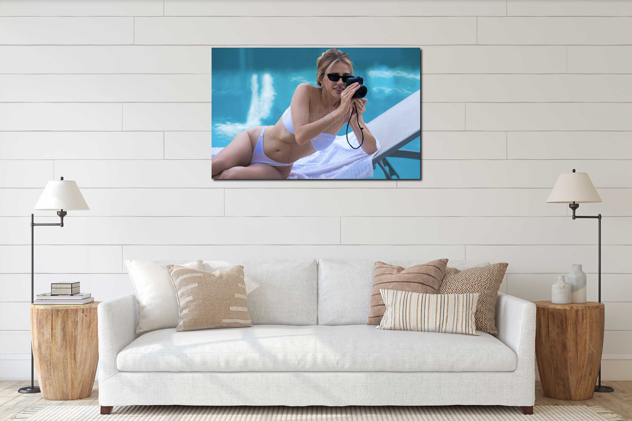 Canvas hanging interior mockup
