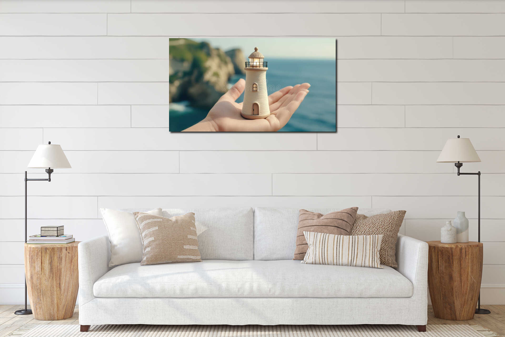 Canvas hanging interior mockup