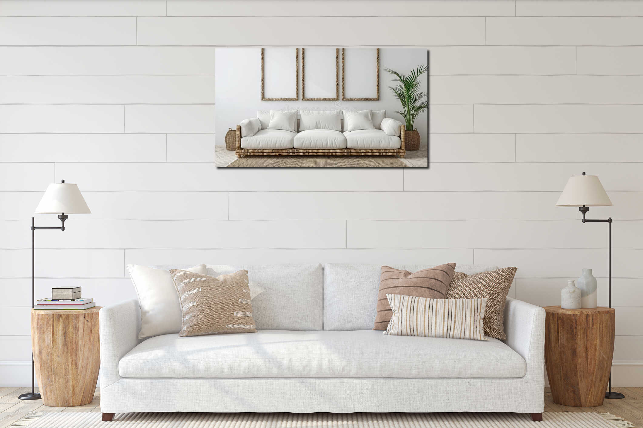 Canvas hanging interior mockup