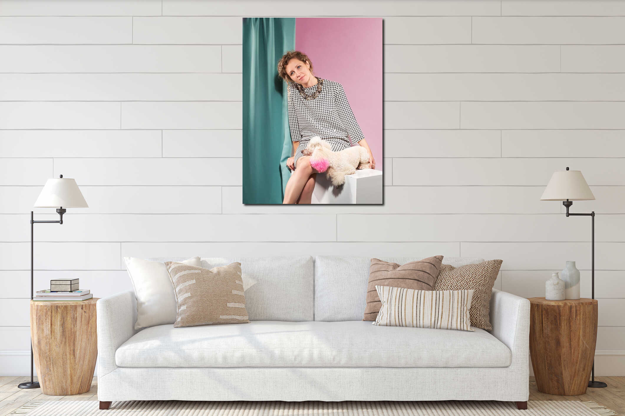 Canvas hanging interior mockup