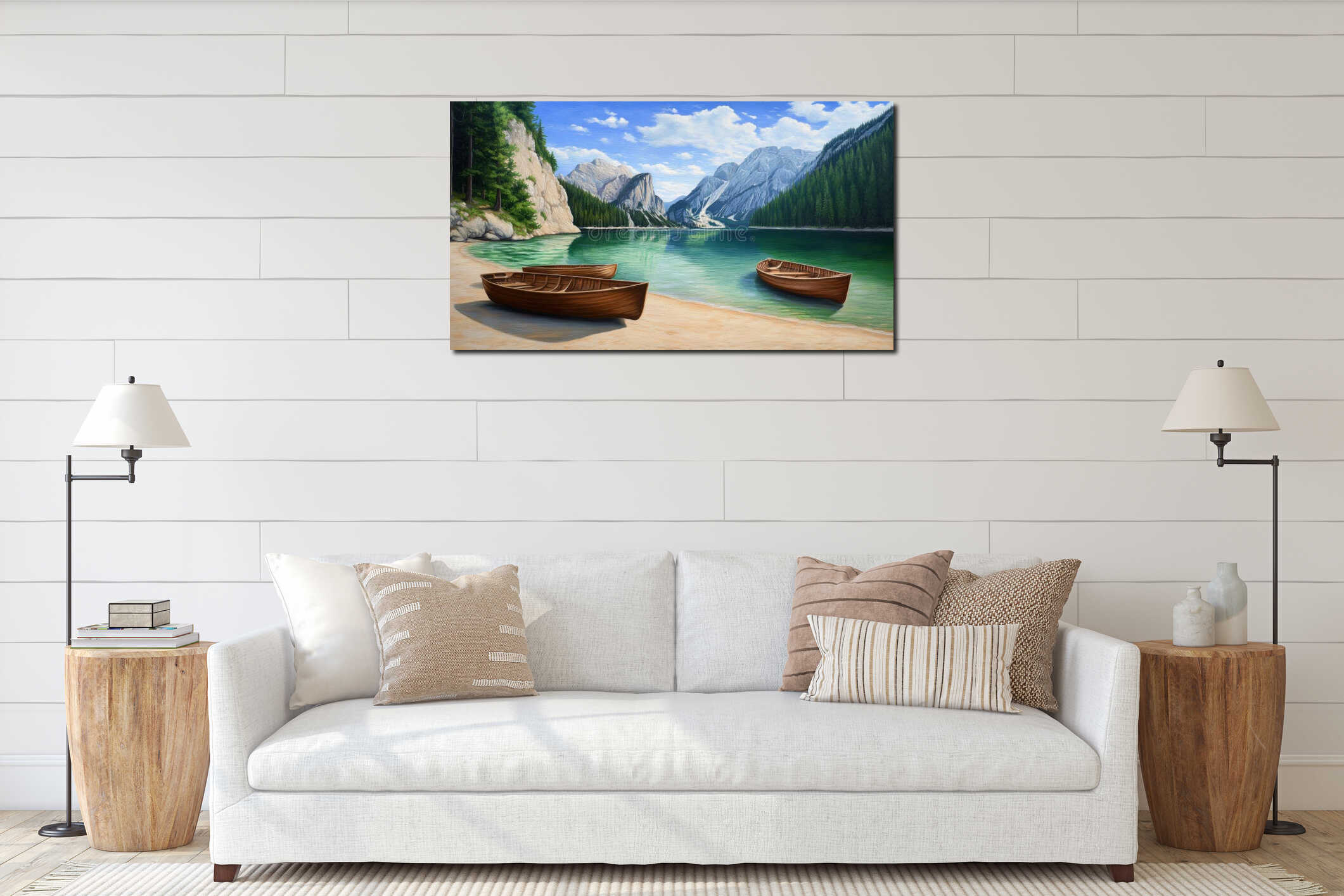 Canvas hanging interior mockup