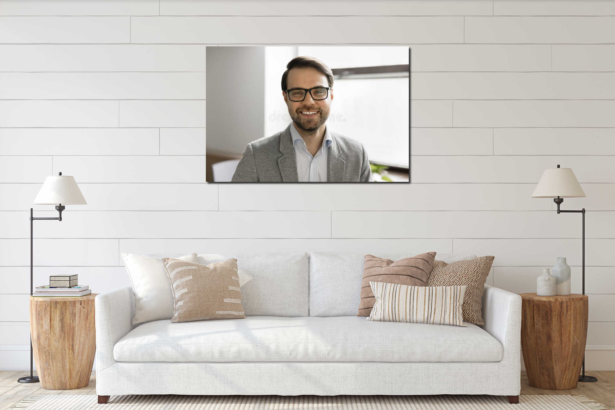 Canvas hanging interior mockup