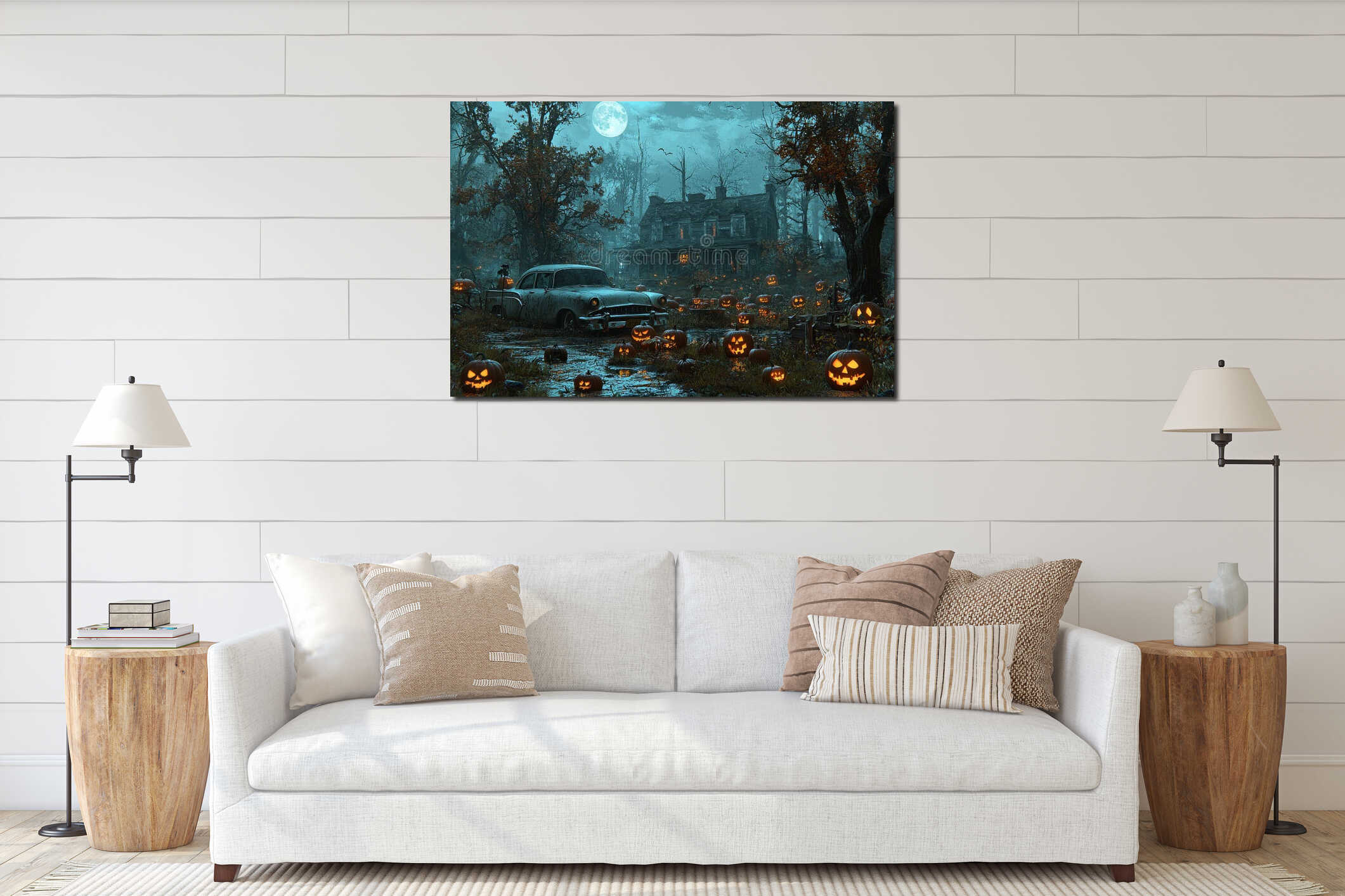 Canvas hanging interior mockup