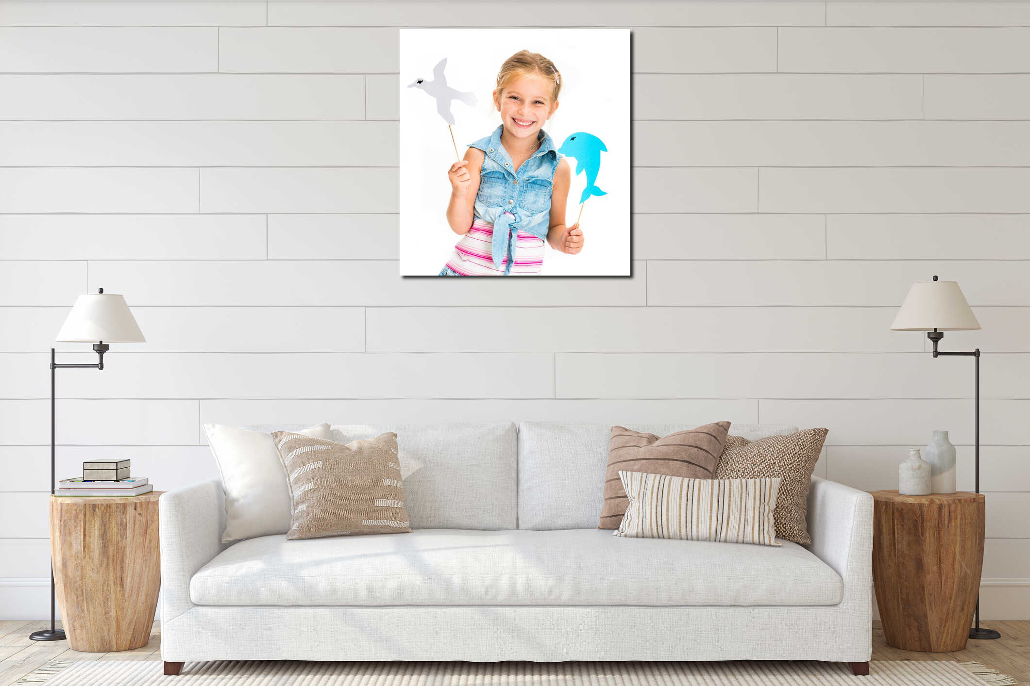 Canvas hanging interior mockup