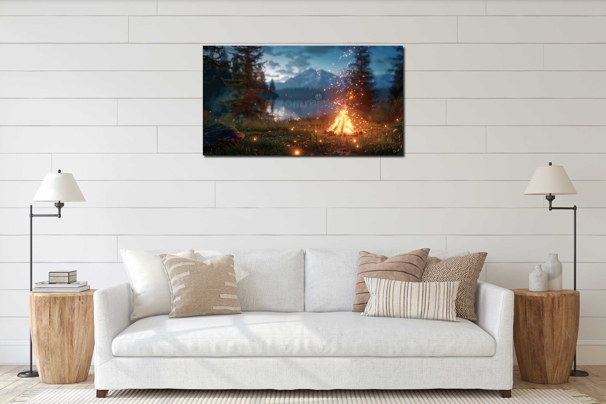 Canvas hanging interior mockup