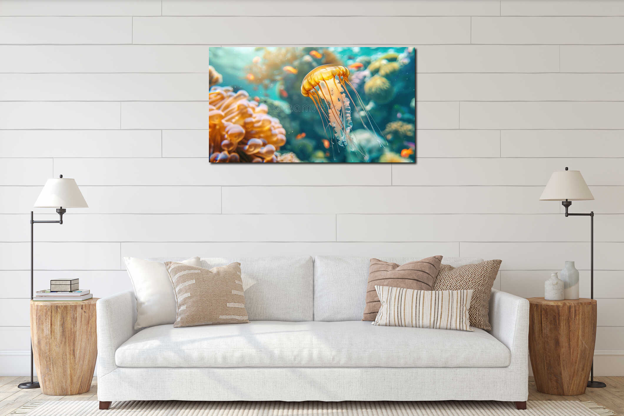 Canvas hanging interior mockup