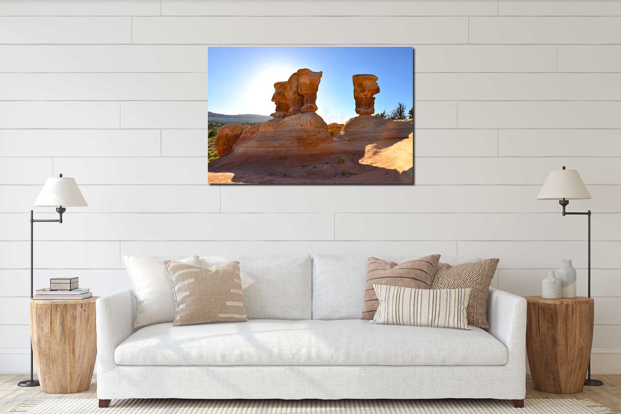 Canvas hanging interior mockup