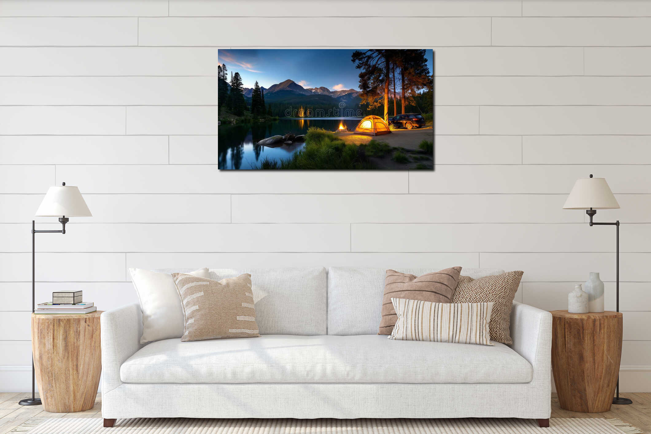 Canvas hanging interior mockup