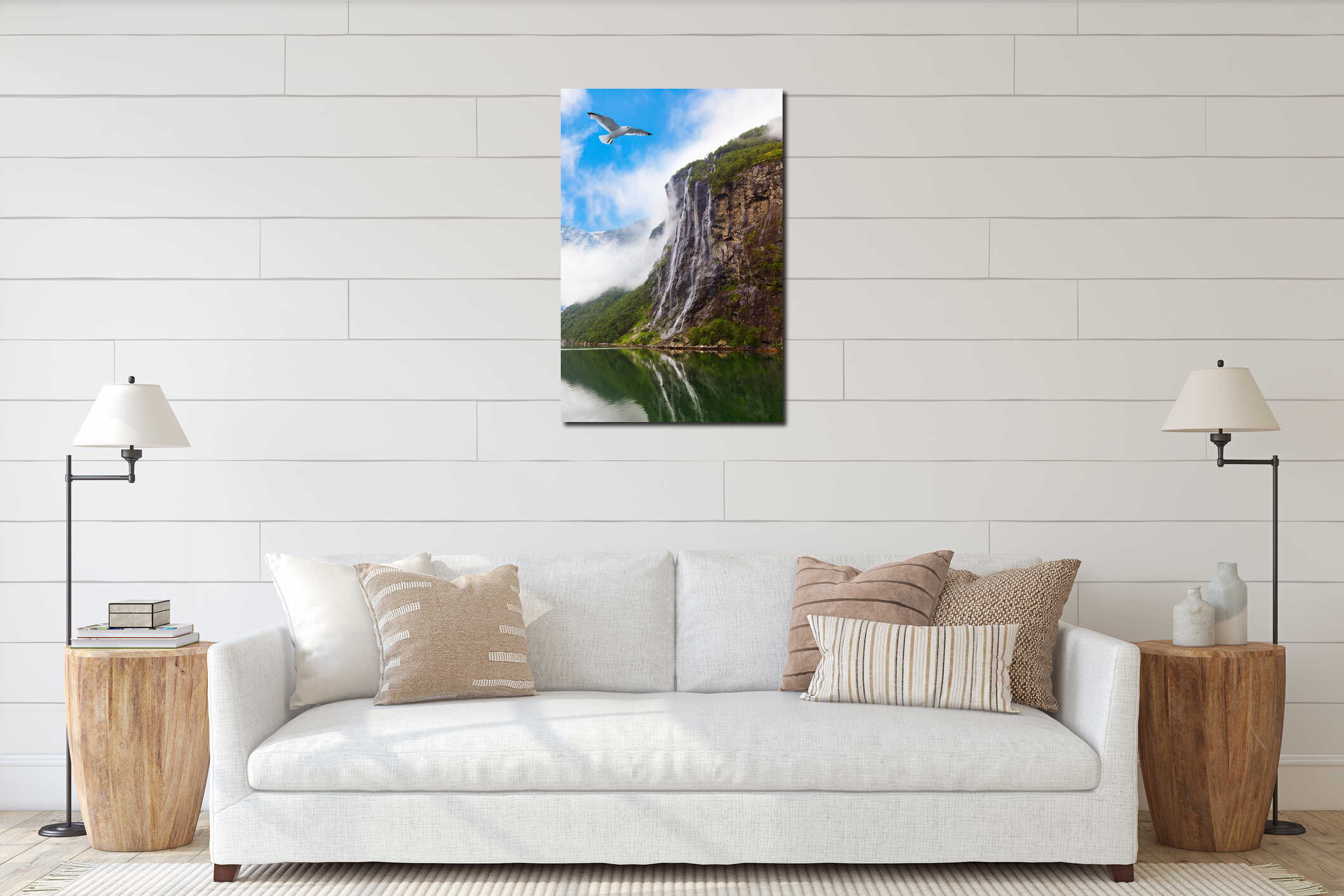 Canvas hanging interior mockup