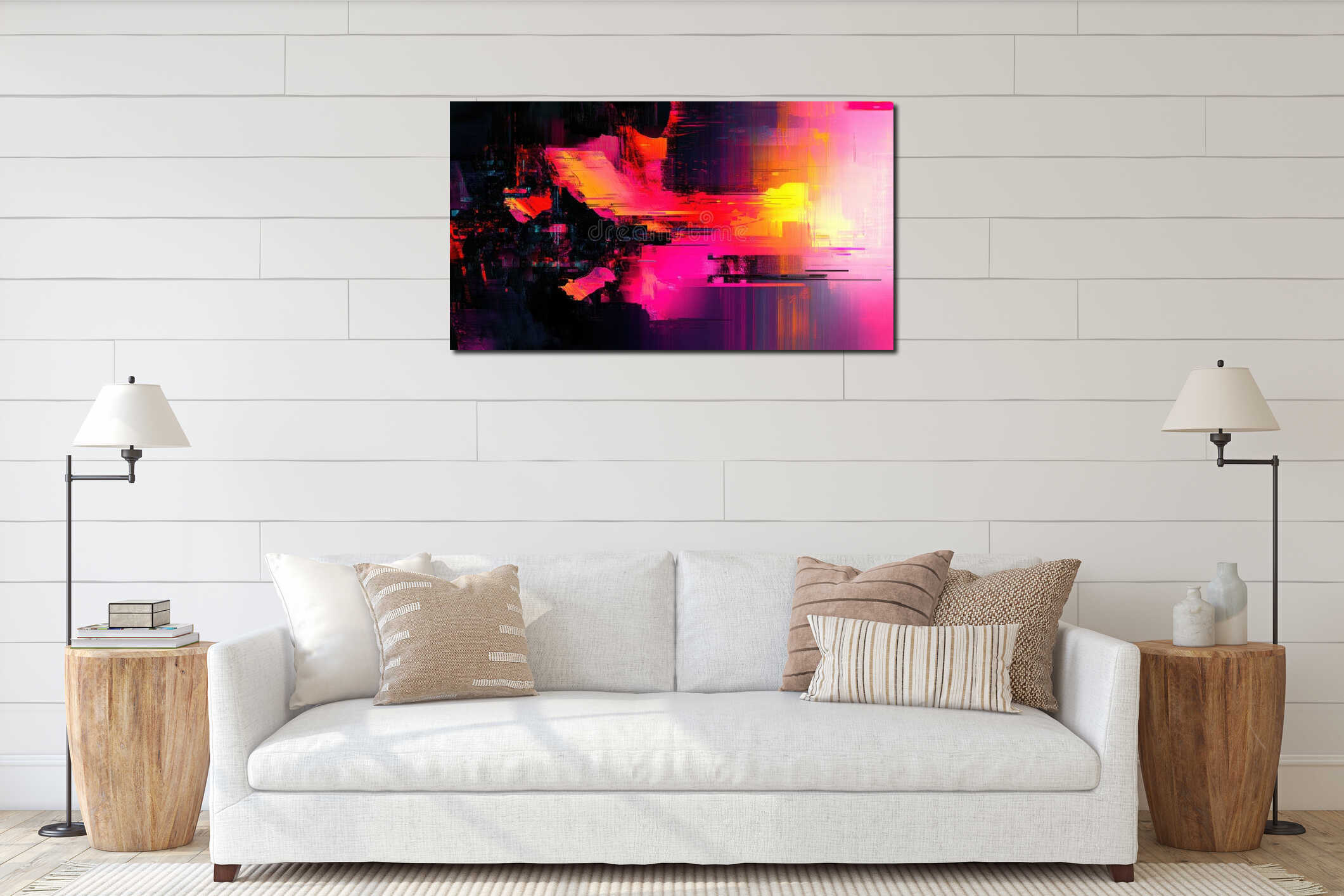 Canvas hanging interior mockup