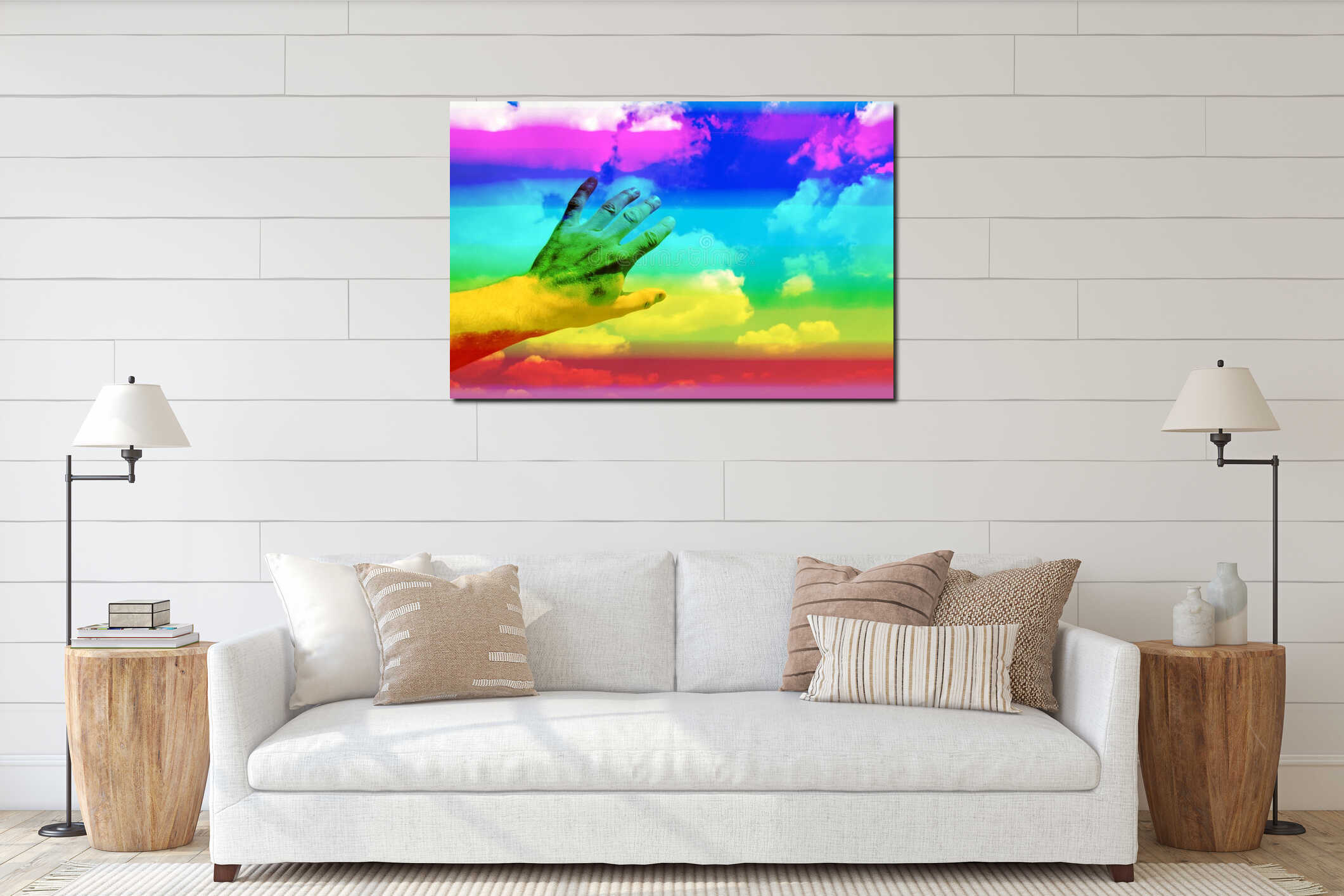 Canvas hanging interior mockup